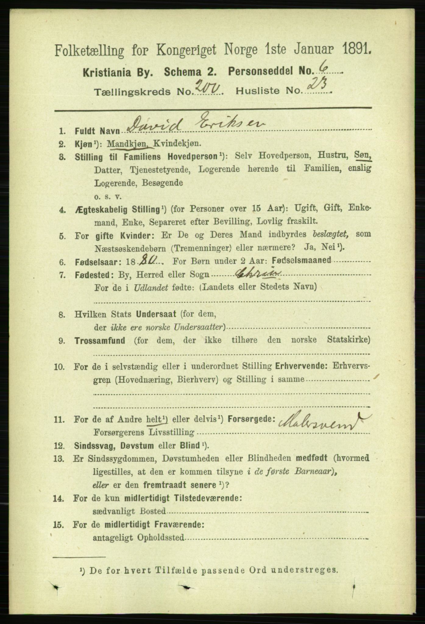 RA, 1891 census for 0301 Kristiania, 1891, p. 120572