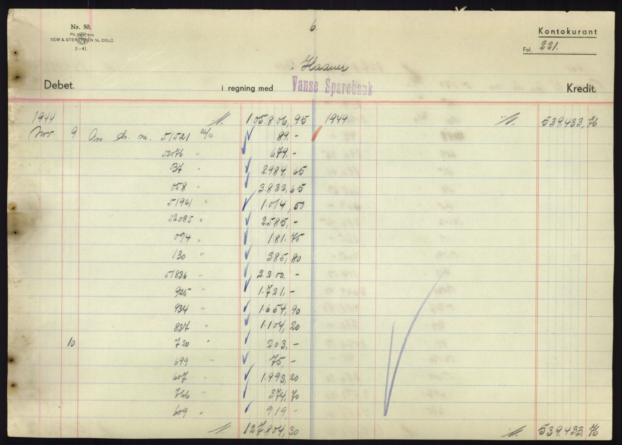 Forsvarsdepartementet, 10. kontor / Oppgjørskontoret, AV/RA-RAFA-1225/D/Db/L0180: Lista oppgjørskontor, 1942-1952, p. 1889