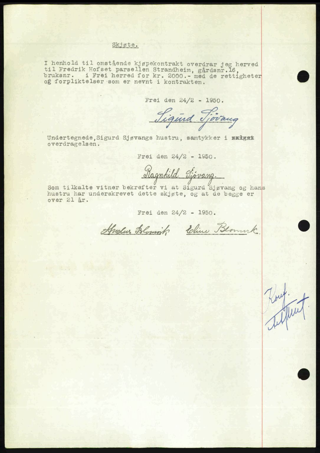 Nordmøre sorenskriveri, AV/SAT-A-4132/1/2/2Ca: Mortgage book no. A114, 1950-1950, Diary no: : 635/1950