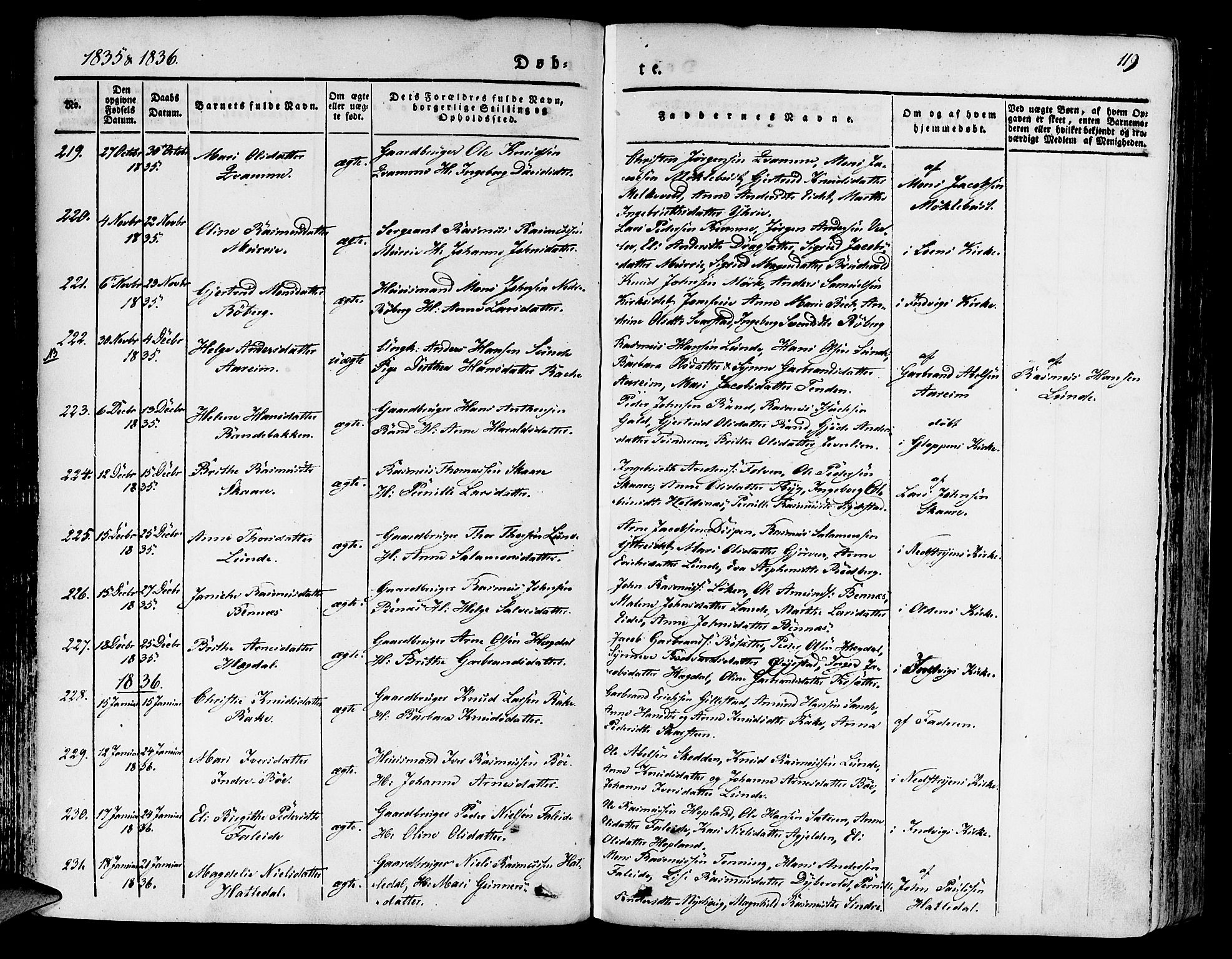 Innvik sokneprestembete, AV/SAB-A-80501: Parish register (official) no. A 4I, 1831-1846, p. 119