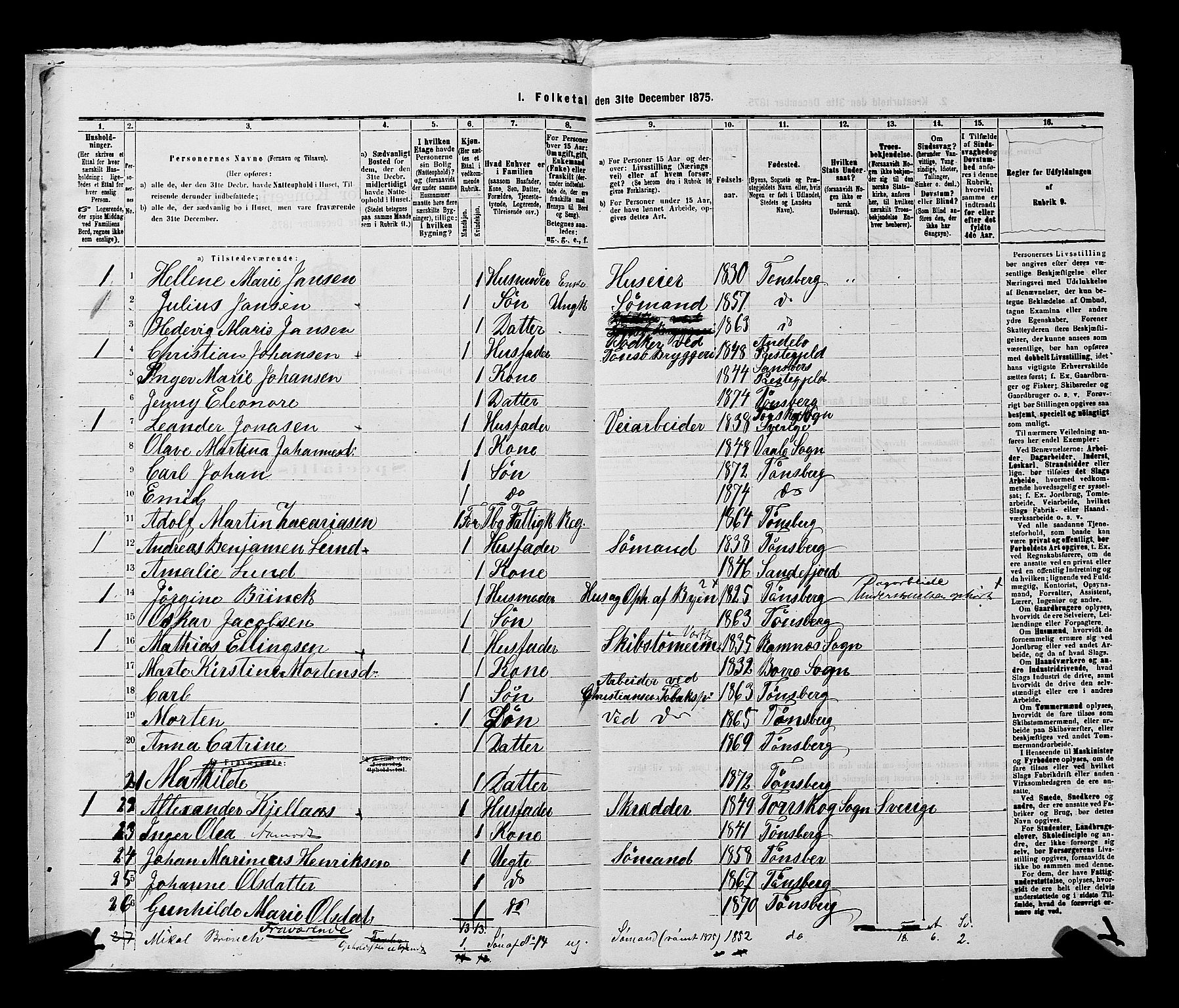 SAKO, 1875 census for 0705P Tønsberg, 1875, p. 327