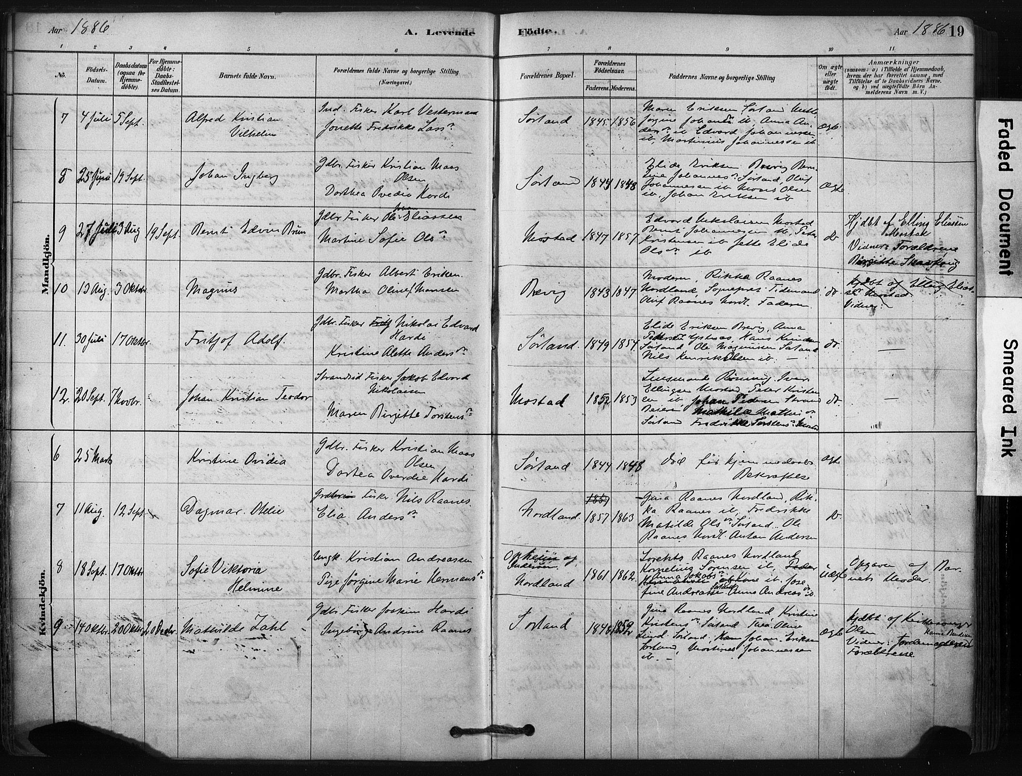 Ministerialprotokoller, klokkerbøker og fødselsregistre - Nordland, AV/SAT-A-1459/807/L0122: Parish register (official) no. 807A05, 1880-1902, p. 19