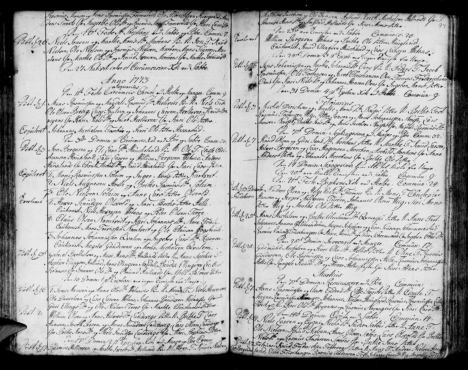 Manger sokneprestembete, SAB/A-76801/H/Haa: Parish register (official) no. A 1, 1759-1791, p. 97
