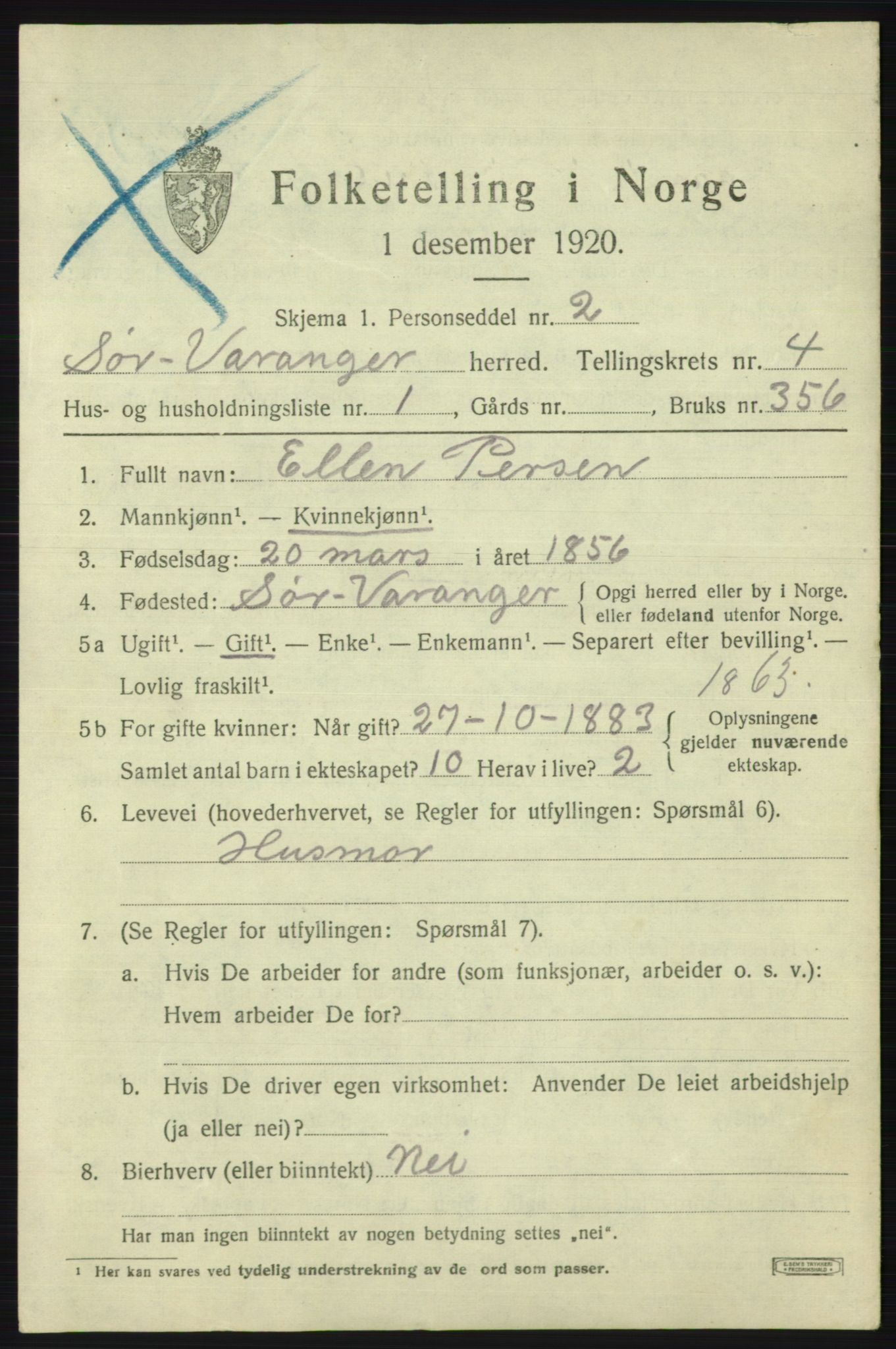 SATØ, 1920 census for Sør-Varanger, 1920, p. 2931