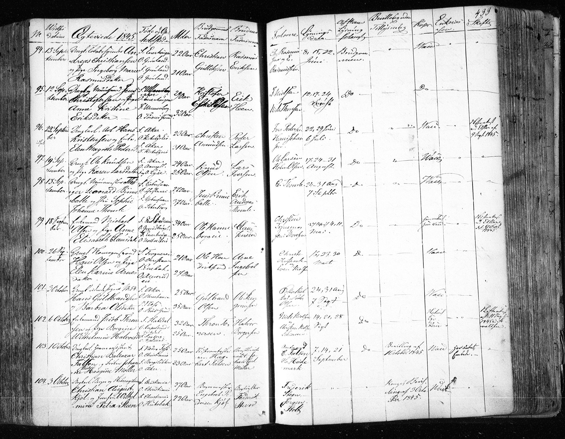 Aker prestekontor kirkebøker, SAO/A-10861/F/L0019: Parish register (official) no. 19, 1842-1852, p. 433