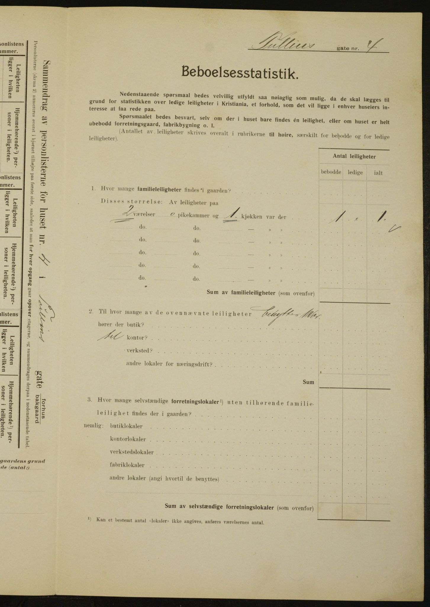 OBA, Municipal Census 1910 for Kristiania, 1910, p. 111385