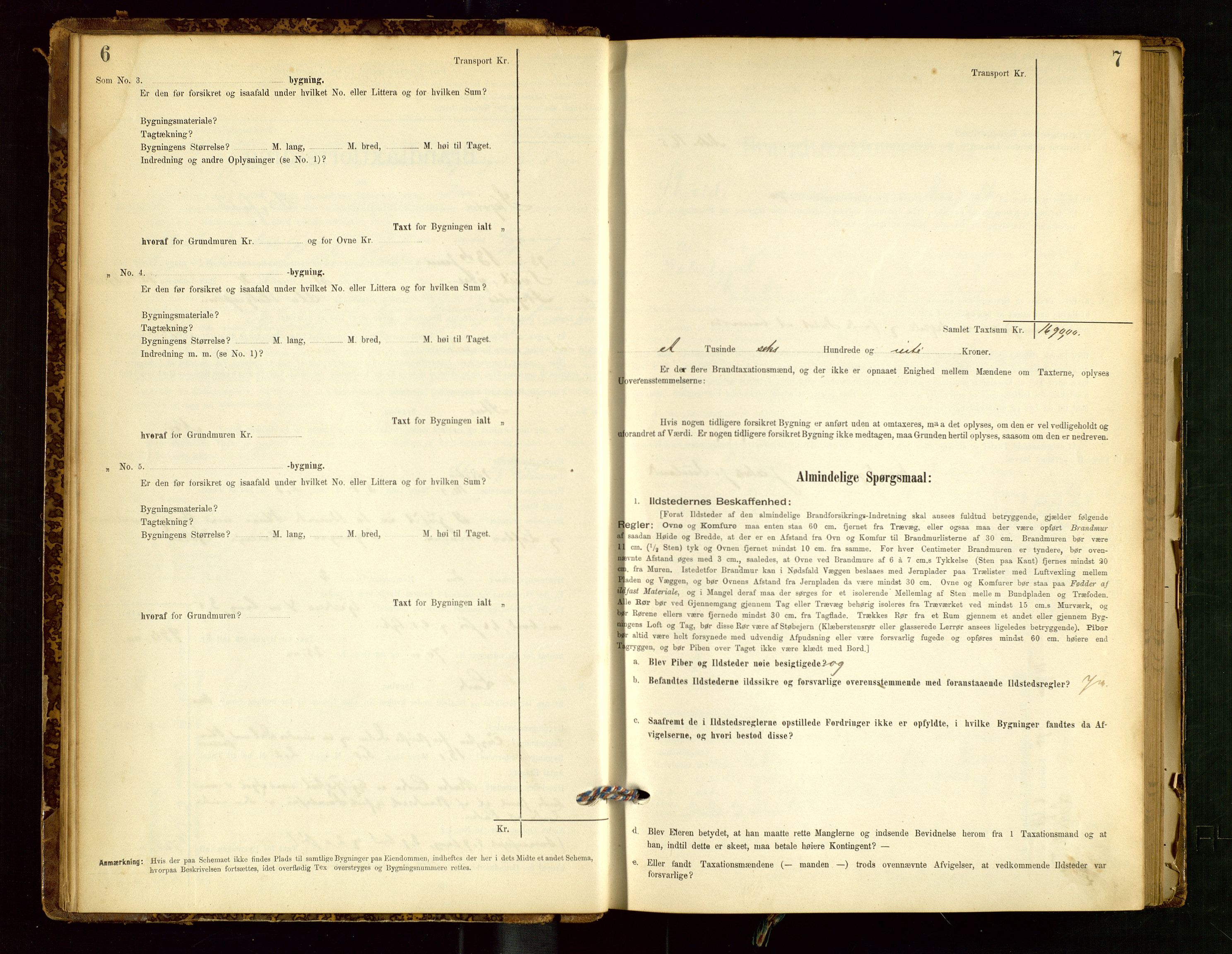 Skjold lensmannskontor, SAST/A-100182/Gob/L0001: "Brandtaxationsprotokol for Skjold Lensmandsdistrikt Ryfylke Fogderi", 1894-1939, p. 6-7