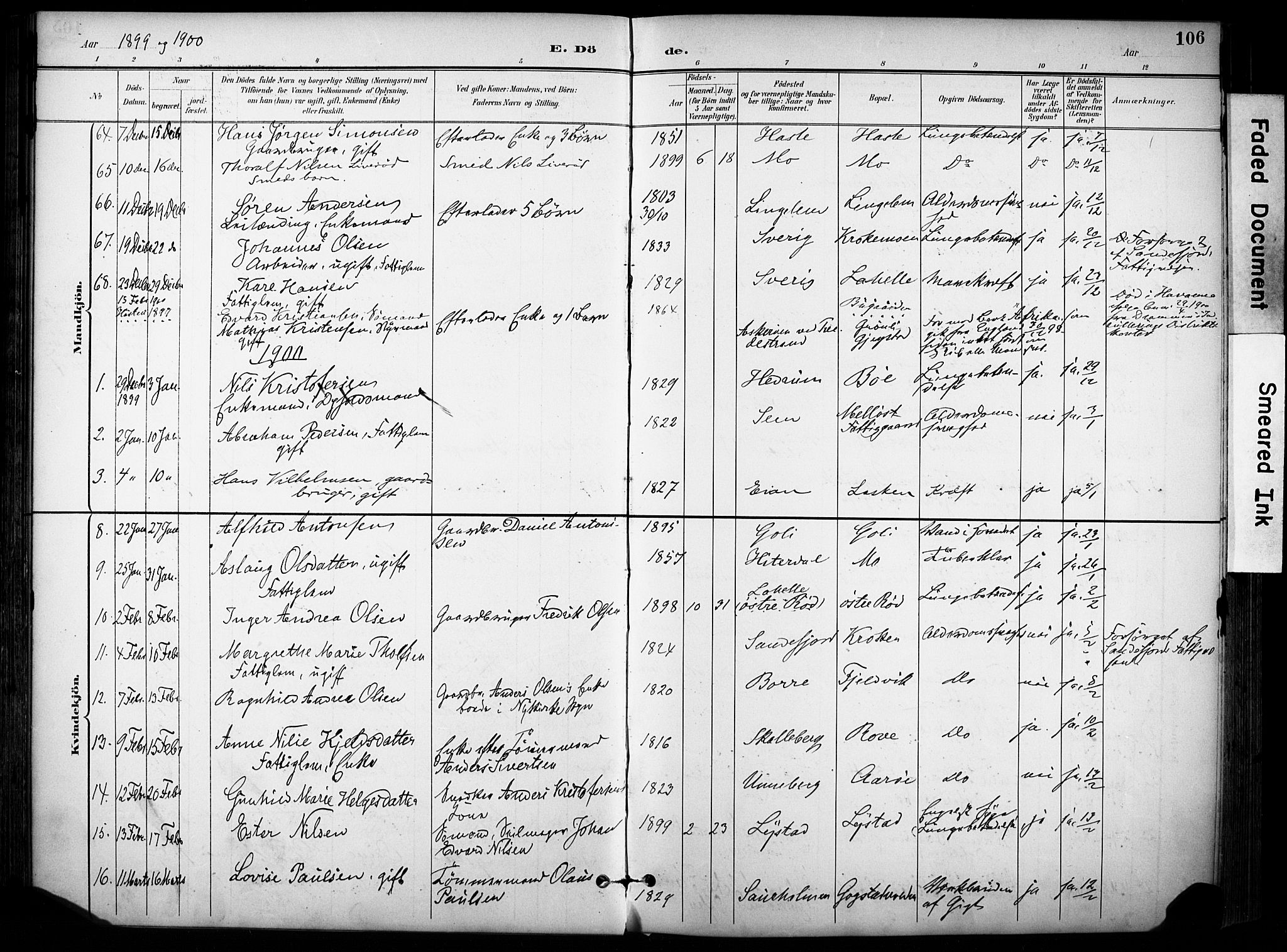 Sandar kirkebøker, SAKO/A-243/F/Fa/L0015: Parish register (official) no. 15, 1896-1907, p. 106