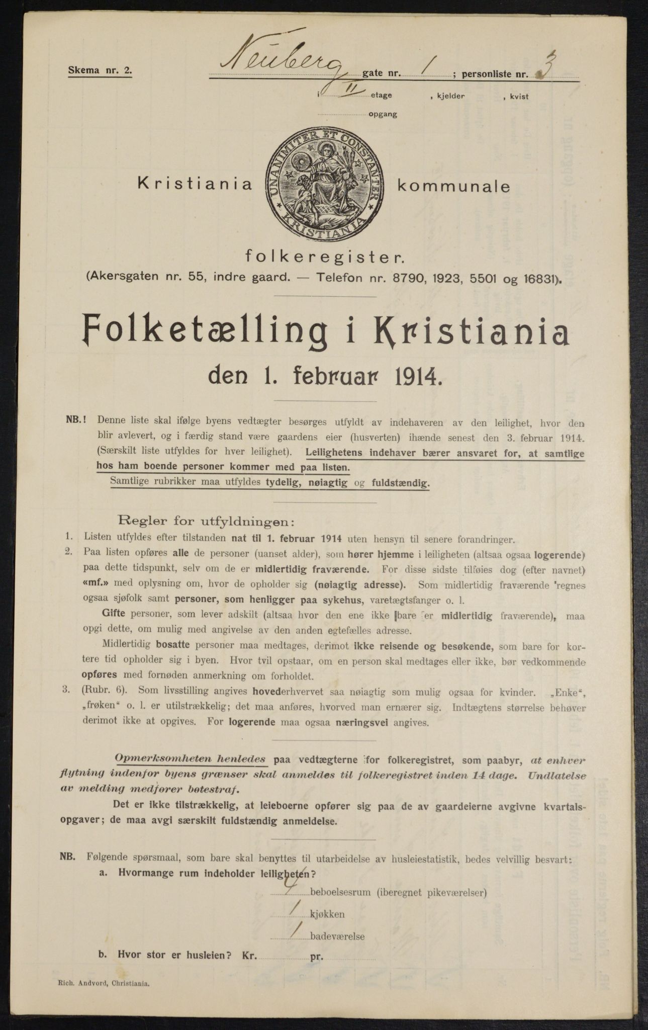 OBA, Municipal Census 1914 for Kristiania, 1914, p. 69644