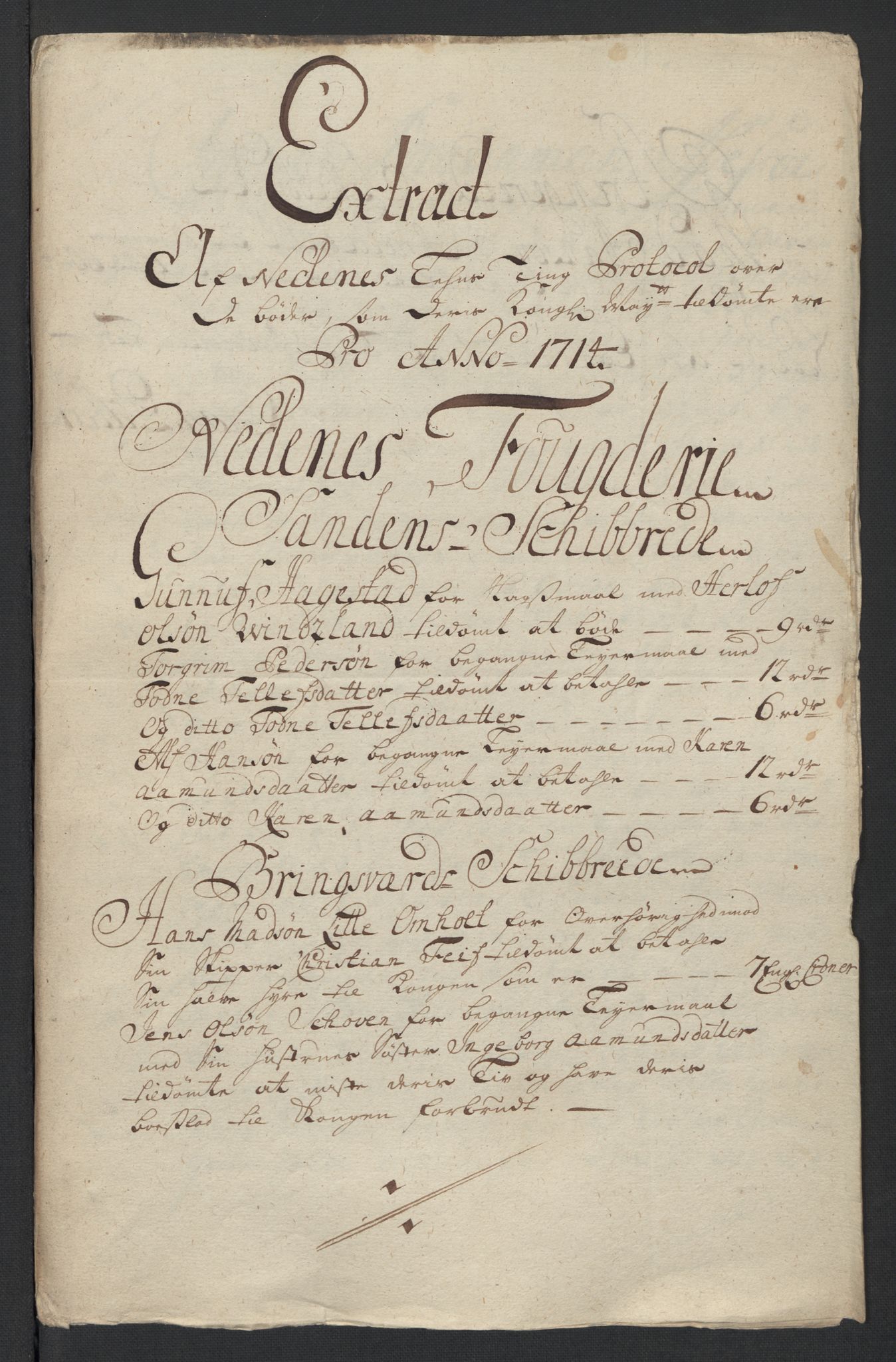 Rentekammeret inntil 1814, Reviderte regnskaper, Fogderegnskap, AV/RA-EA-4092/R39/L2321: Fogderegnskap Nedenes, 1713-1714, p. 259