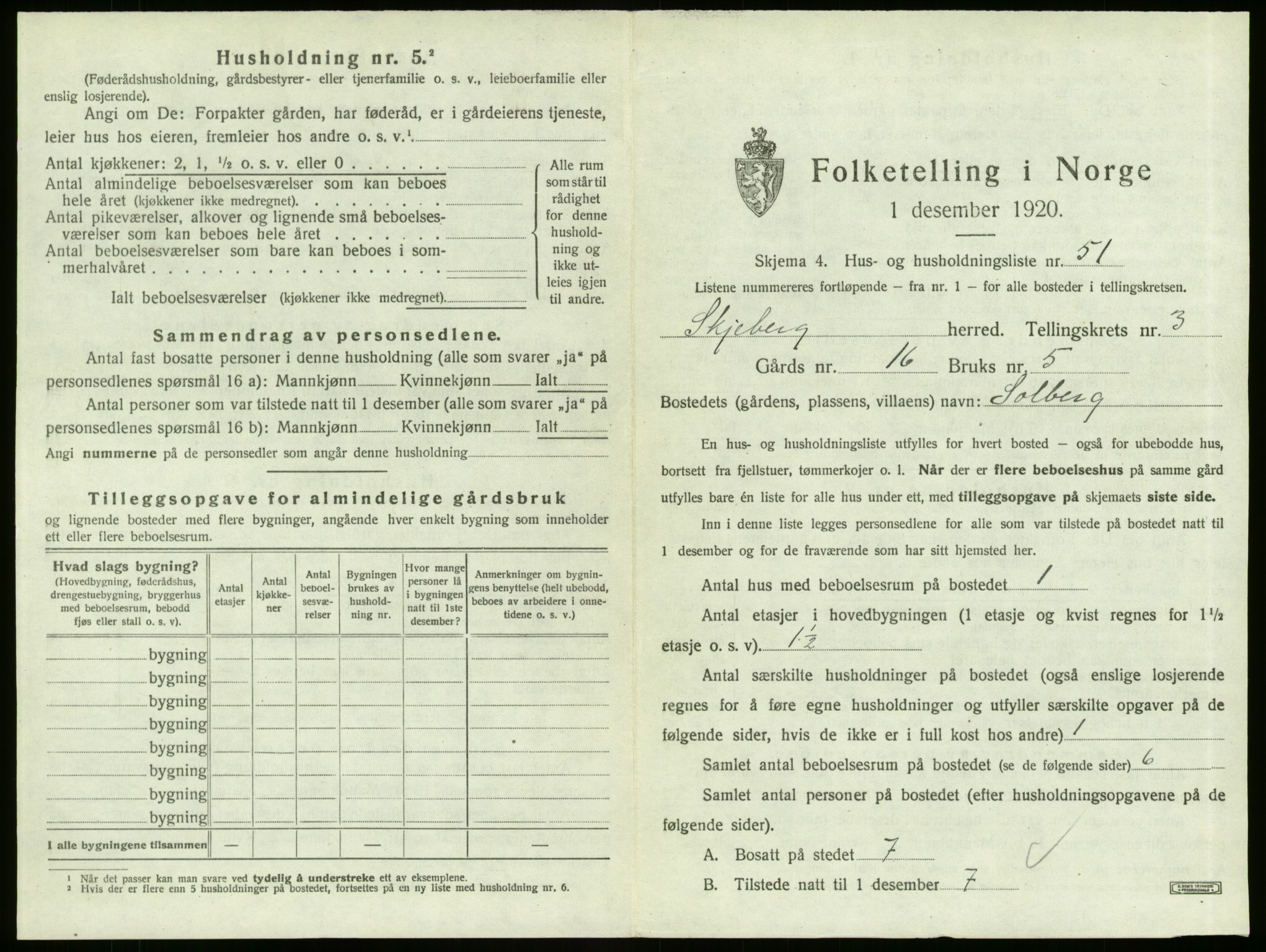 SAO, 1920 census for Skjeberg, 1920, p. 531