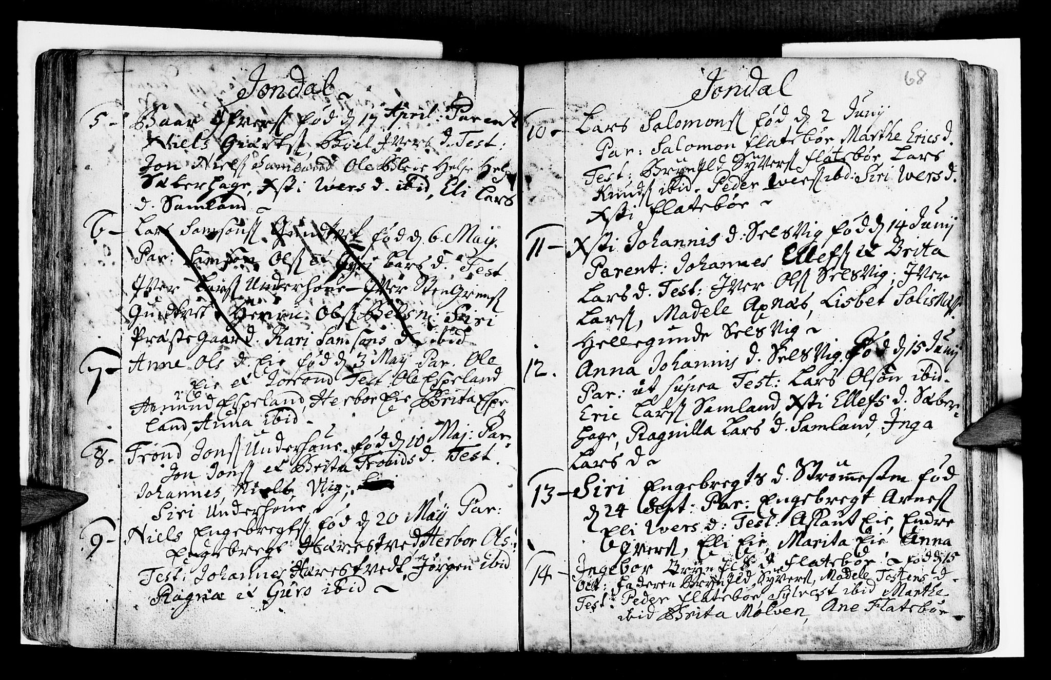 Strandebarm sokneprestembete, SAB/A-78401/H/Haa: Parish register (official) no. A 2 /2, 1727-1750, p. 68