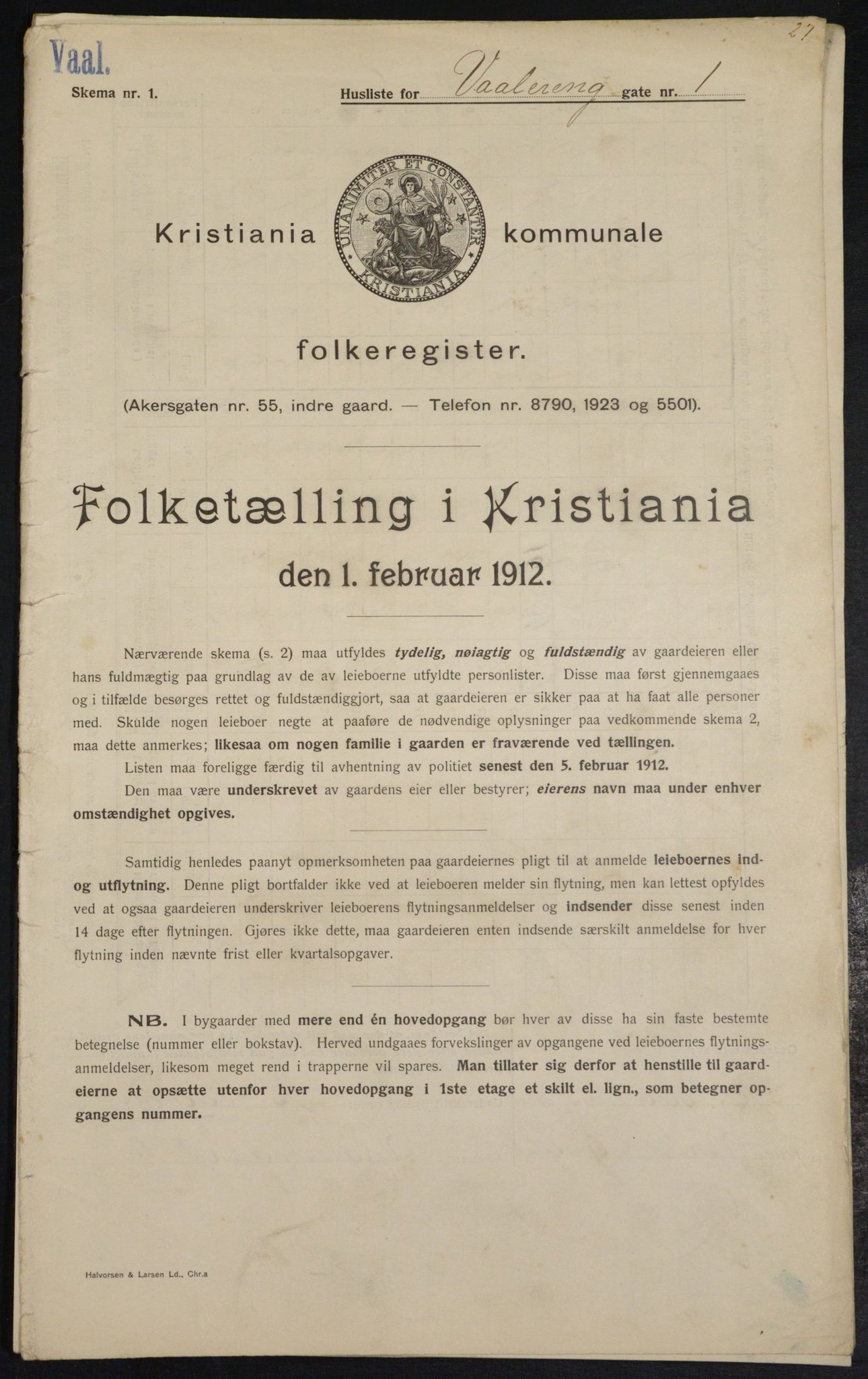 OBA, Municipal Census 1912 for Kristiania, 1912, p. 125526