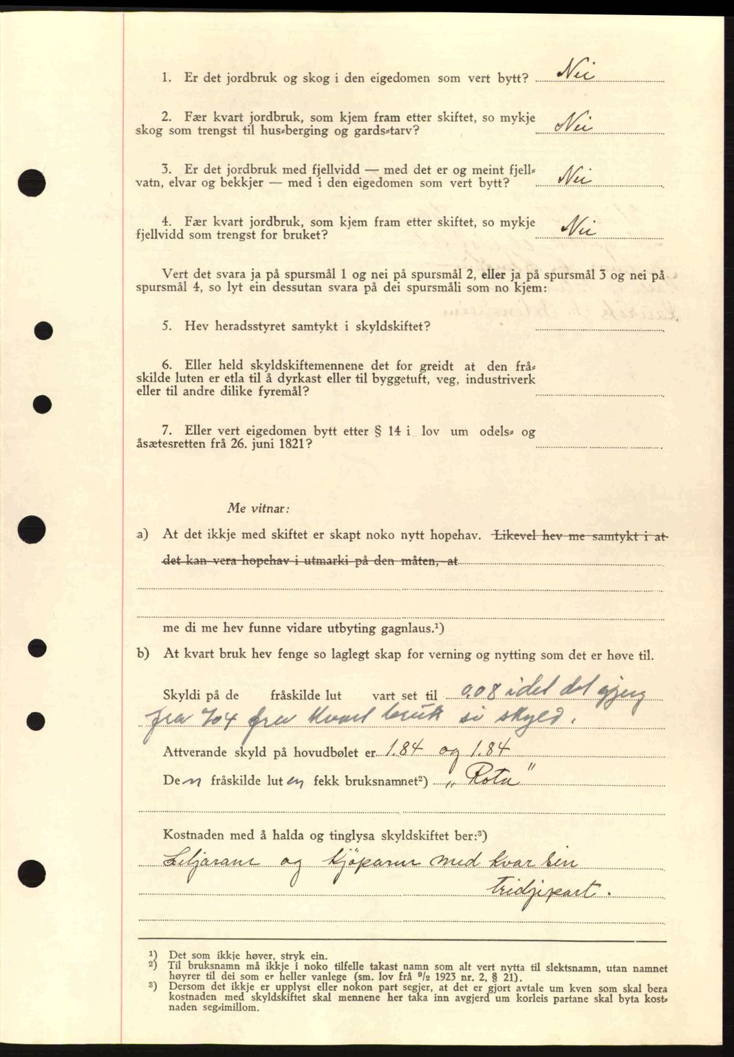 Nordre Sunnmøre sorenskriveri, AV/SAT-A-0006/1/2/2C/2Ca: Mortgage book no. A9, 1940-1940, Diary no: : 1239/1940