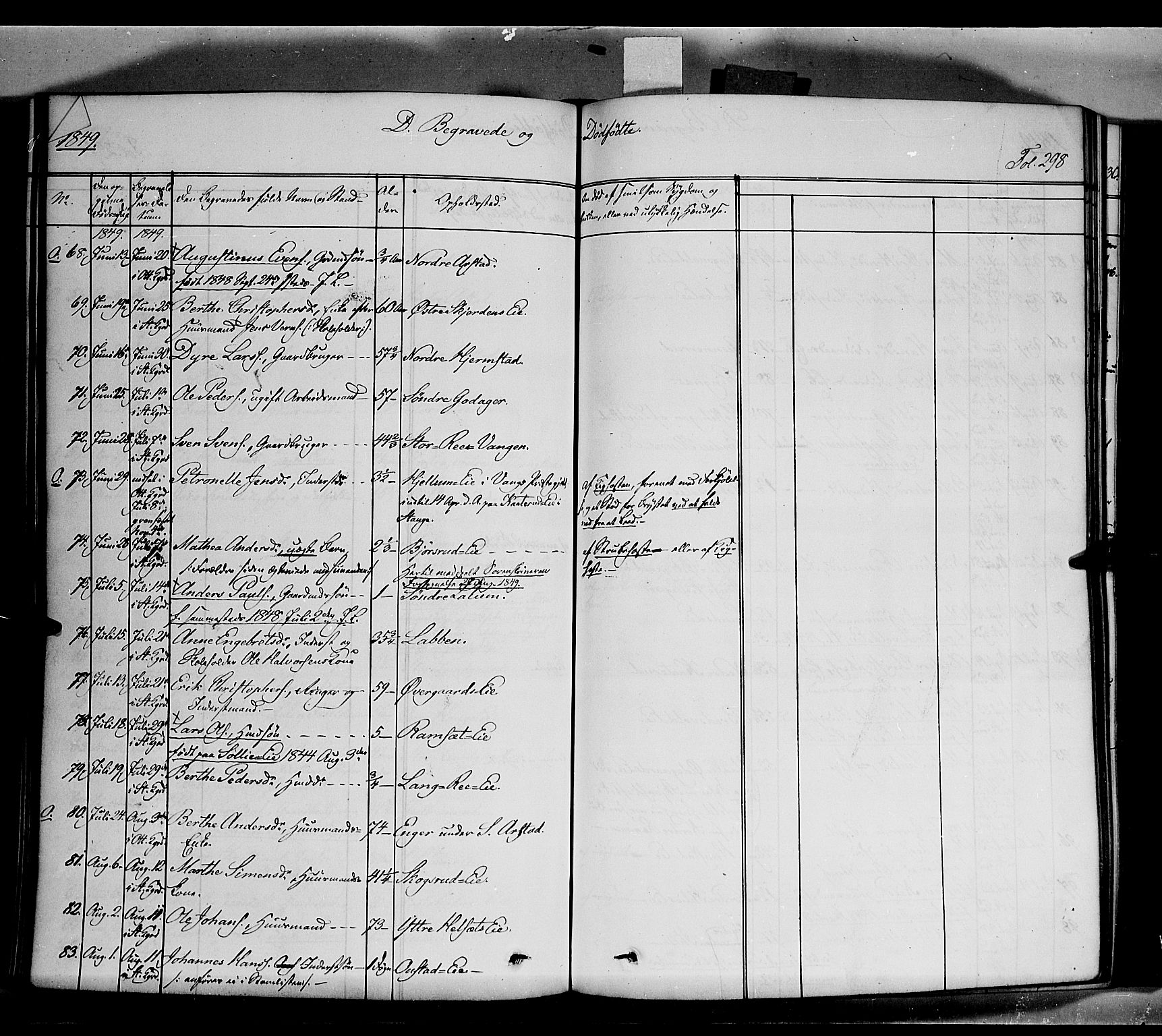Stange prestekontor, SAH/PREST-002/K/L0011: Parish register (official) no. 11, 1846-1852, p. 298