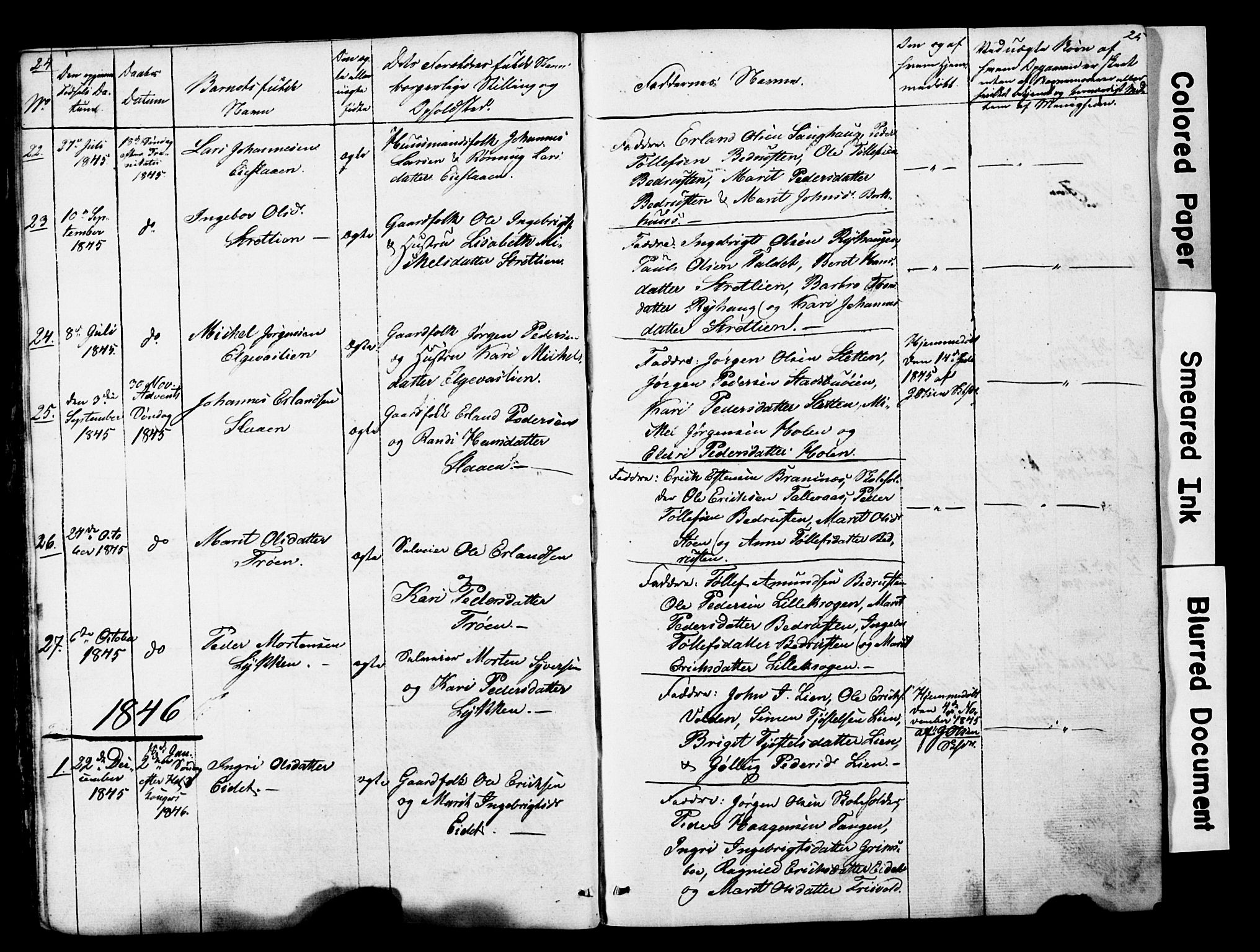 Lesja prestekontor, SAH/PREST-068/H/Ha/Hab/L0014: Parish register (copy) no. 14, 1842-1856, p. 24-25