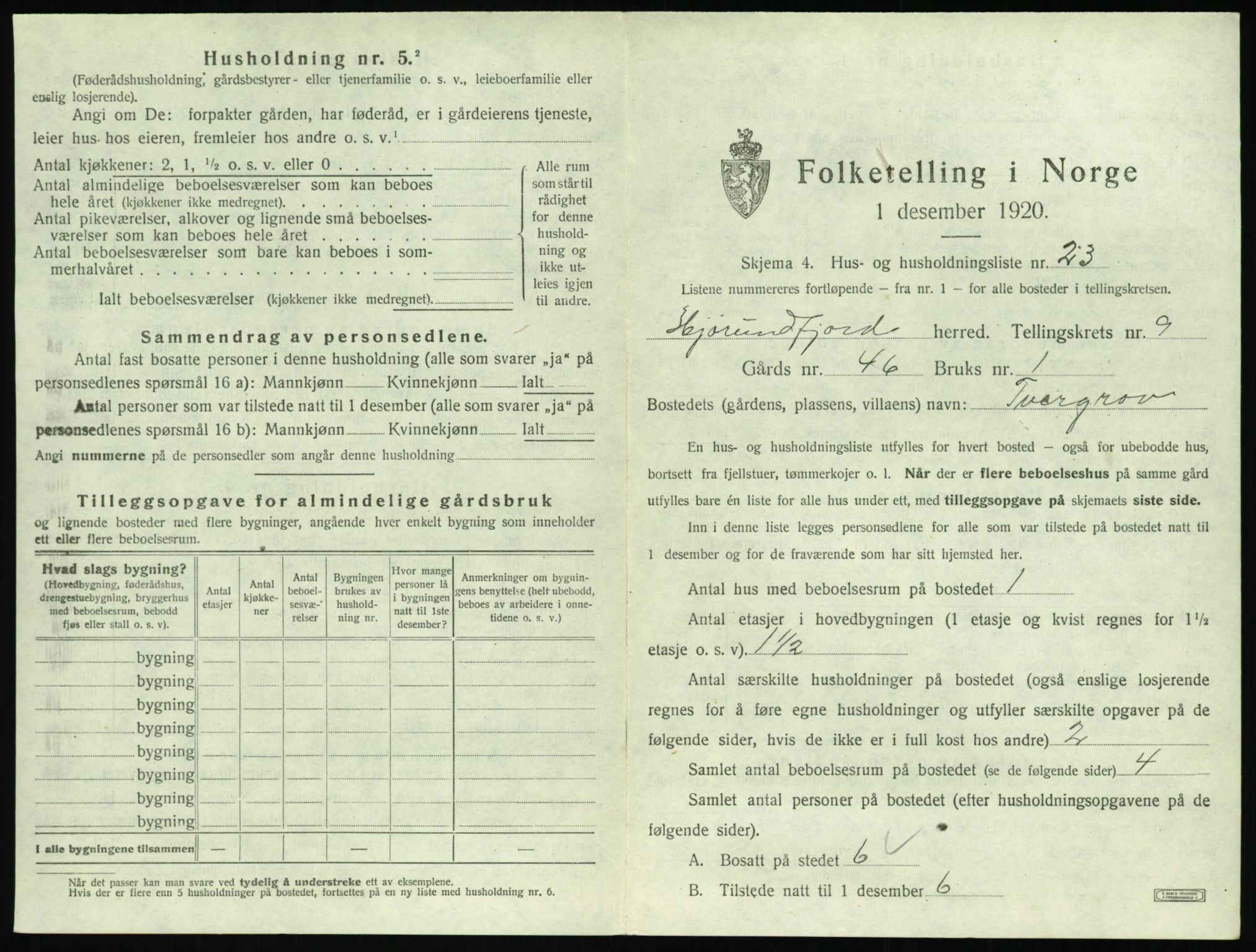 SAT, 1920 census for Hjørundfjord, 1920, p. 467