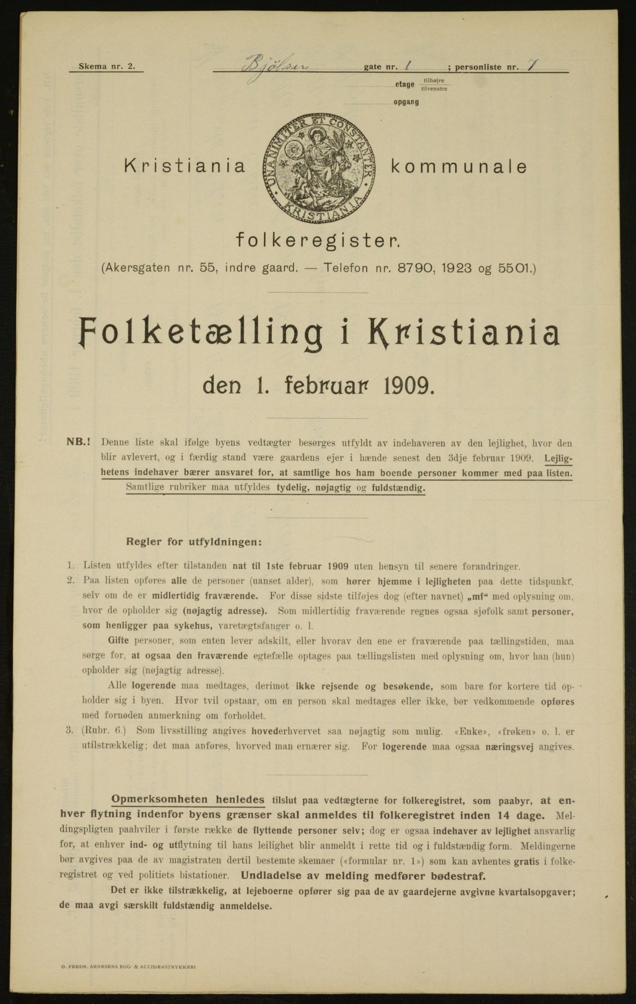 OBA, Municipal Census 1909 for Kristiania, 1909, p. 5999