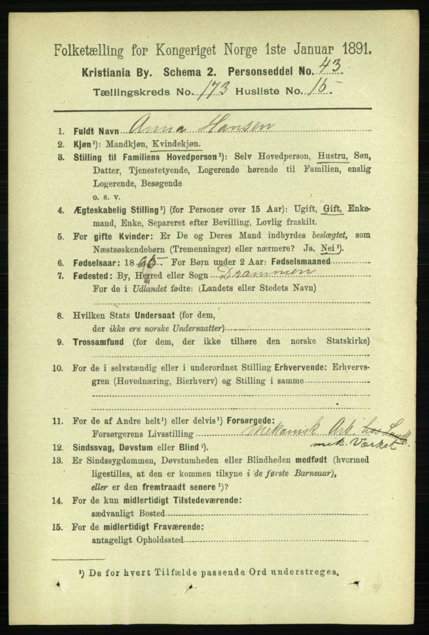RA, 1891 census for 0301 Kristiania, 1891, p. 103617
