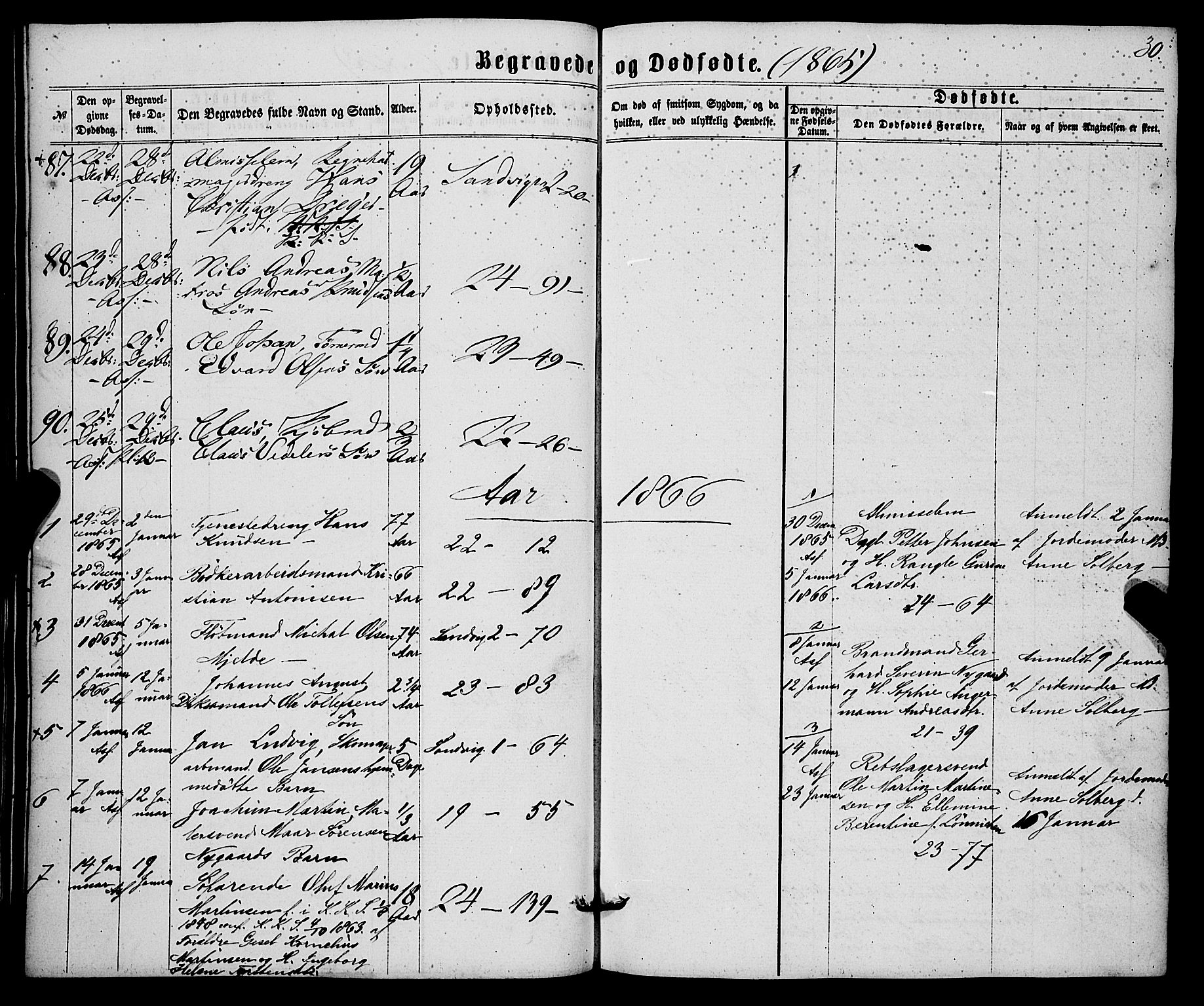 Korskirken sokneprestembete, SAB/A-76101/H/Haa/L0045: Parish register (official) no. E 3, 1863-1875, p. 30