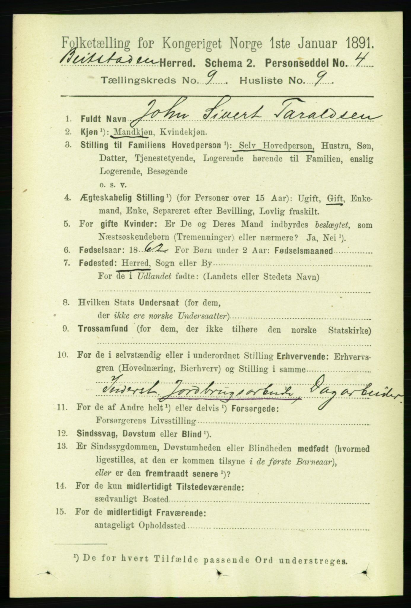 RA, 1891 census for 1727 Beitstad, 1891, p. 2471