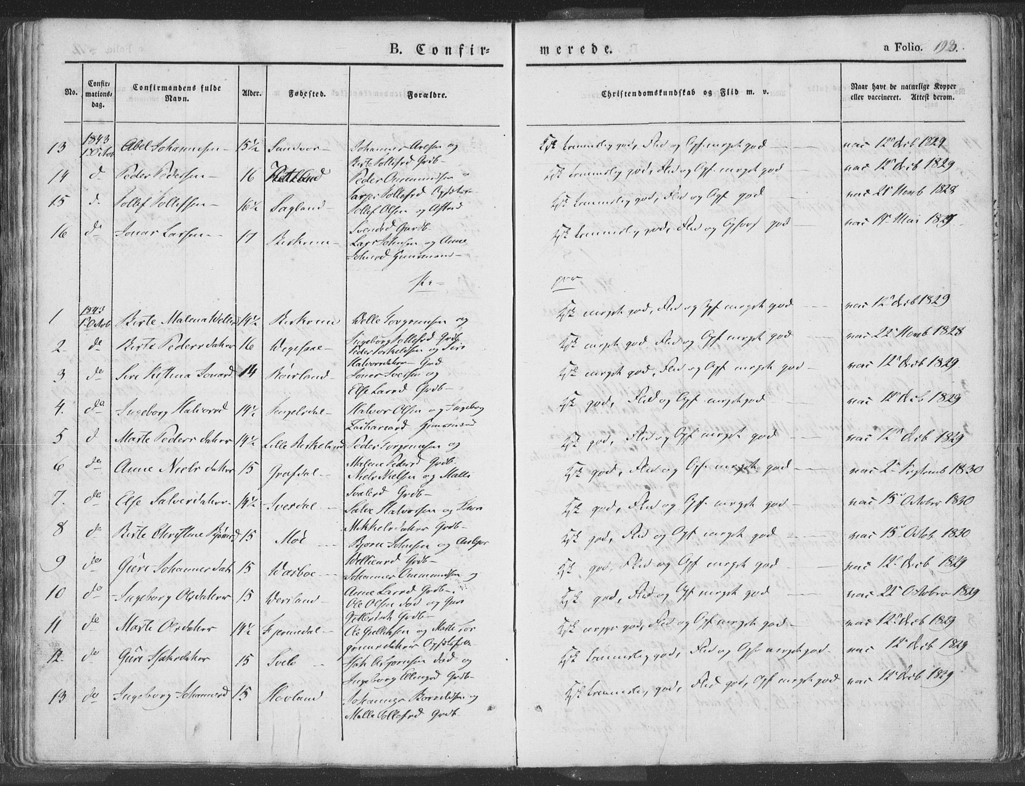 Helleland sokneprestkontor, AV/SAST-A-101810: Parish register (official) no. A 6.1, 1834-1863, p. 193