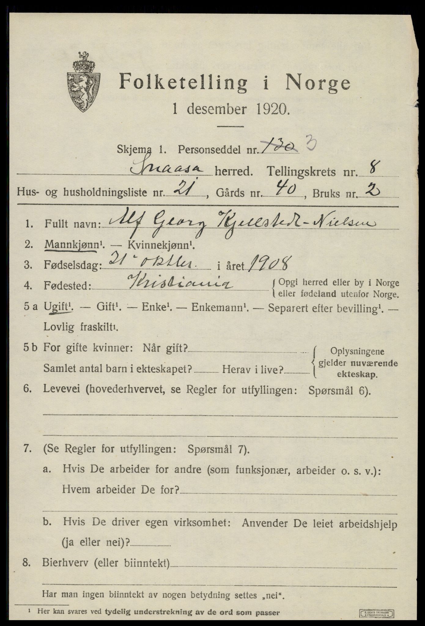 SAT, 1920 census for Snåsa, 1920, p. 3428