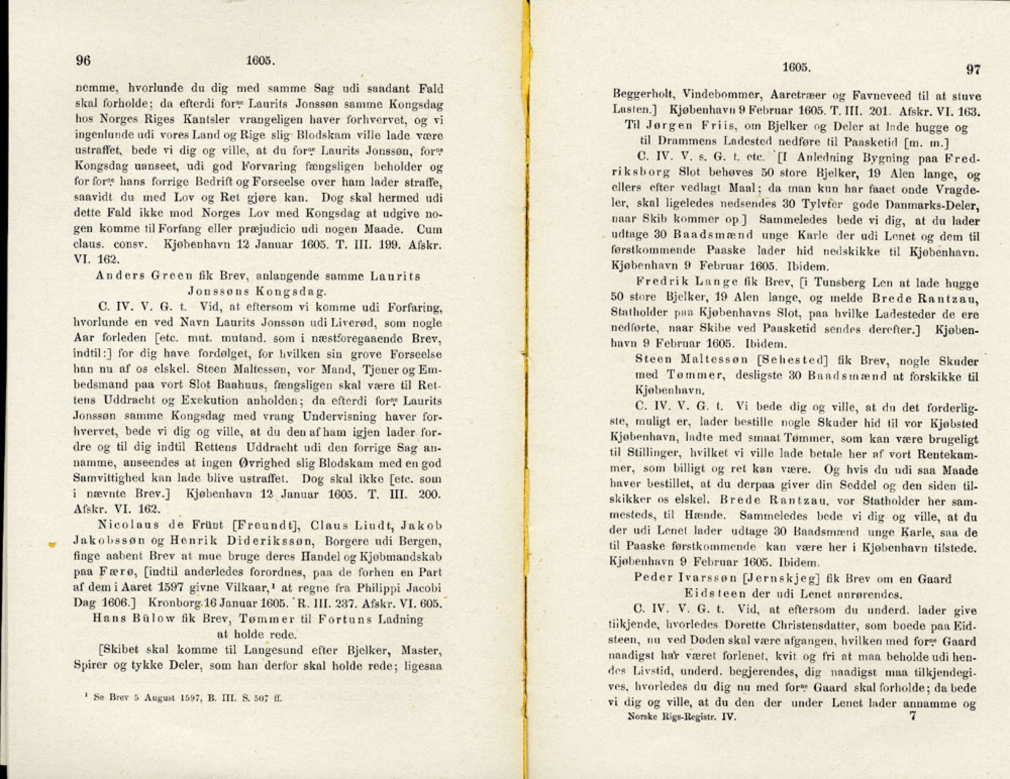 Publikasjoner utgitt av Det Norske Historiske Kildeskriftfond, PUBL/-/-/-: Norske Rigs-Registranter, bind 4, 1603-1618, p. 96-97