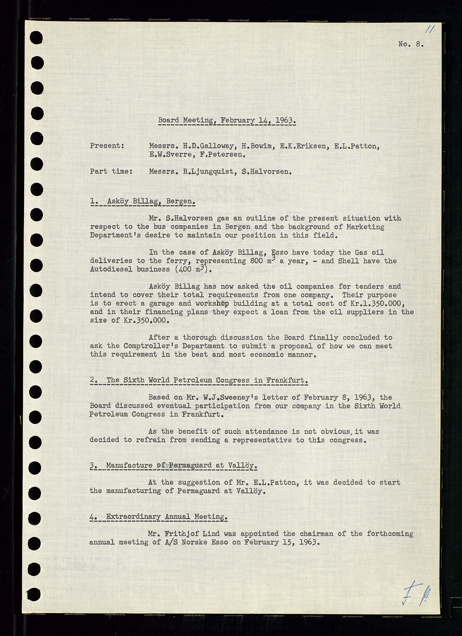 Pa 0982 - Esso Norge A/S, SAST/A-100448/A/Aa/L0001/0004: Den administrerende direksjon Board minutes (styrereferater) / Den administrerende direksjon Board minutes (styrereferater), 1963-1964, p. 251