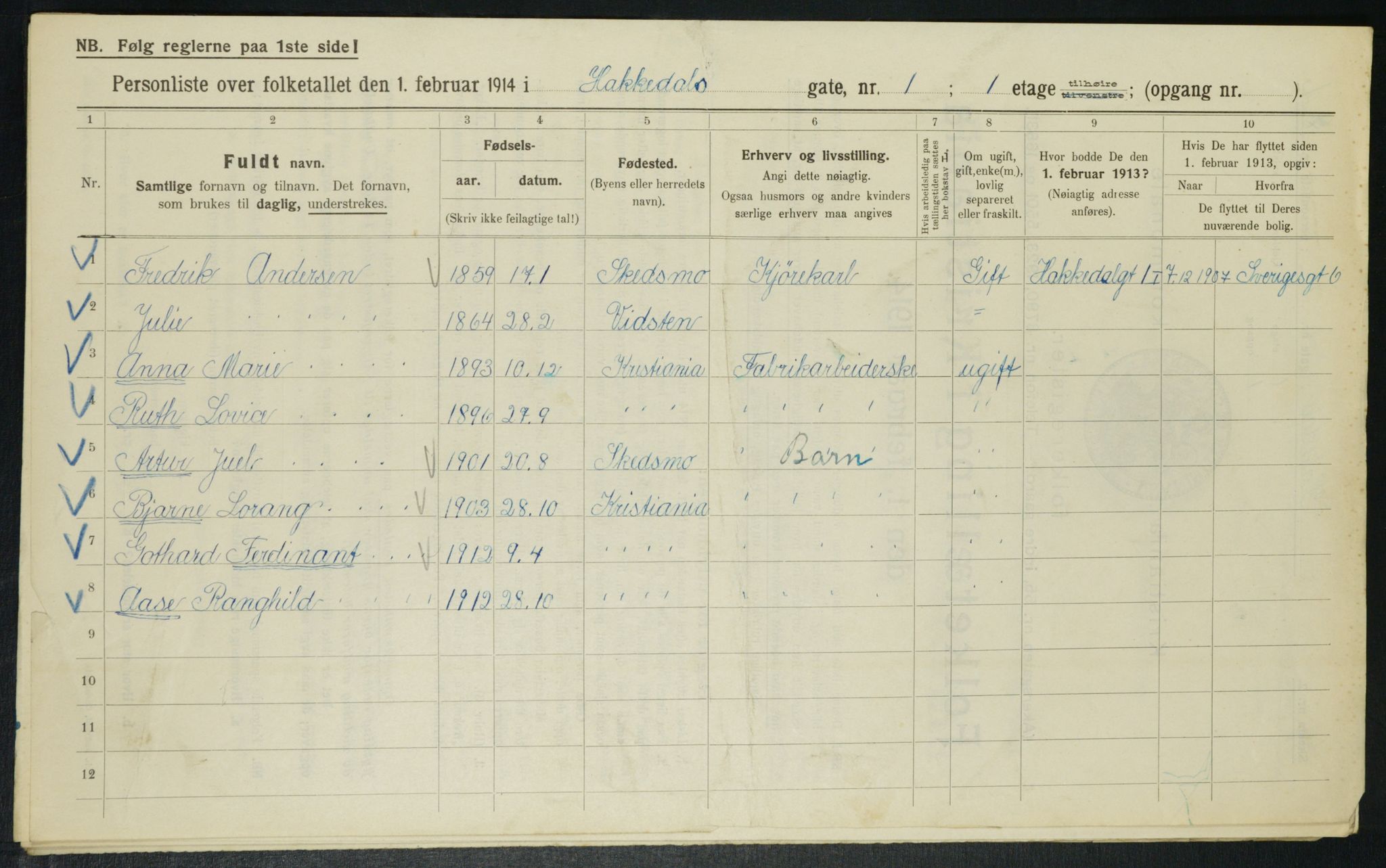 OBA, Municipal Census 1914 for Kristiania, 1914, p. 34077