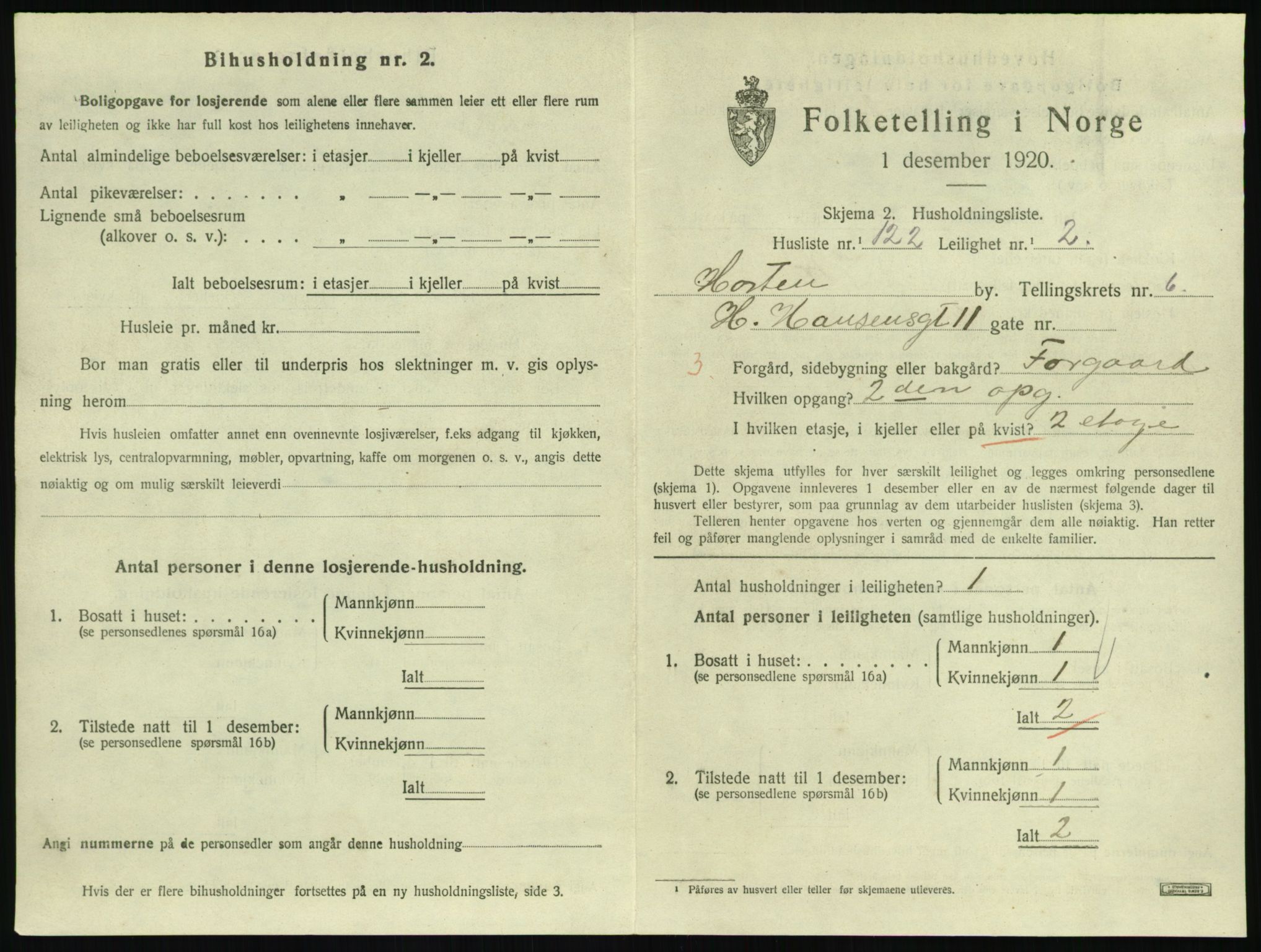 SAKO, 1920 census for Horten, 1920, p. 6861