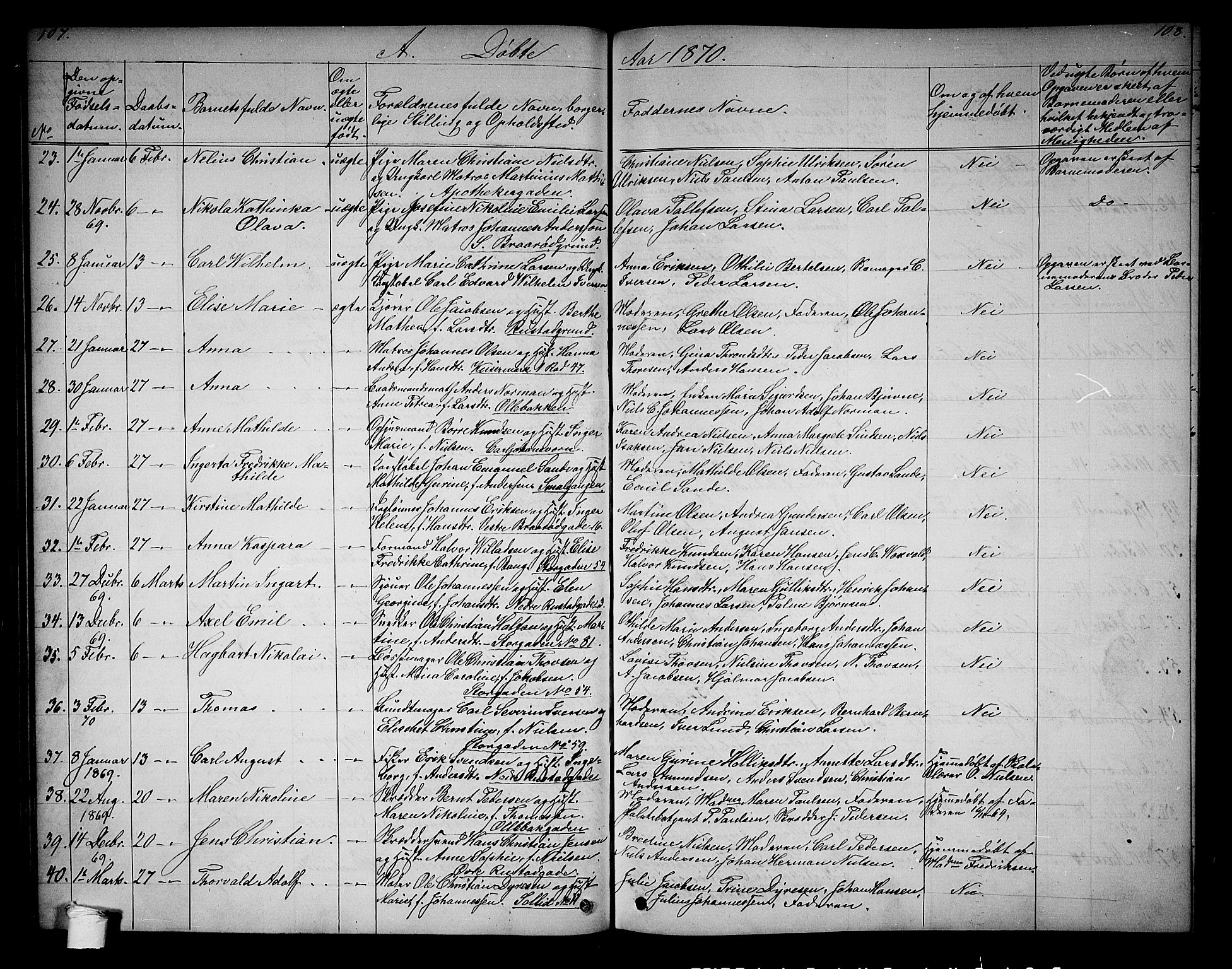 Horten kirkebøker, AV/SAKO-A-348/G/Ga/L0002: Parish register (copy) no. 2, 1864-1871, p. 107-108