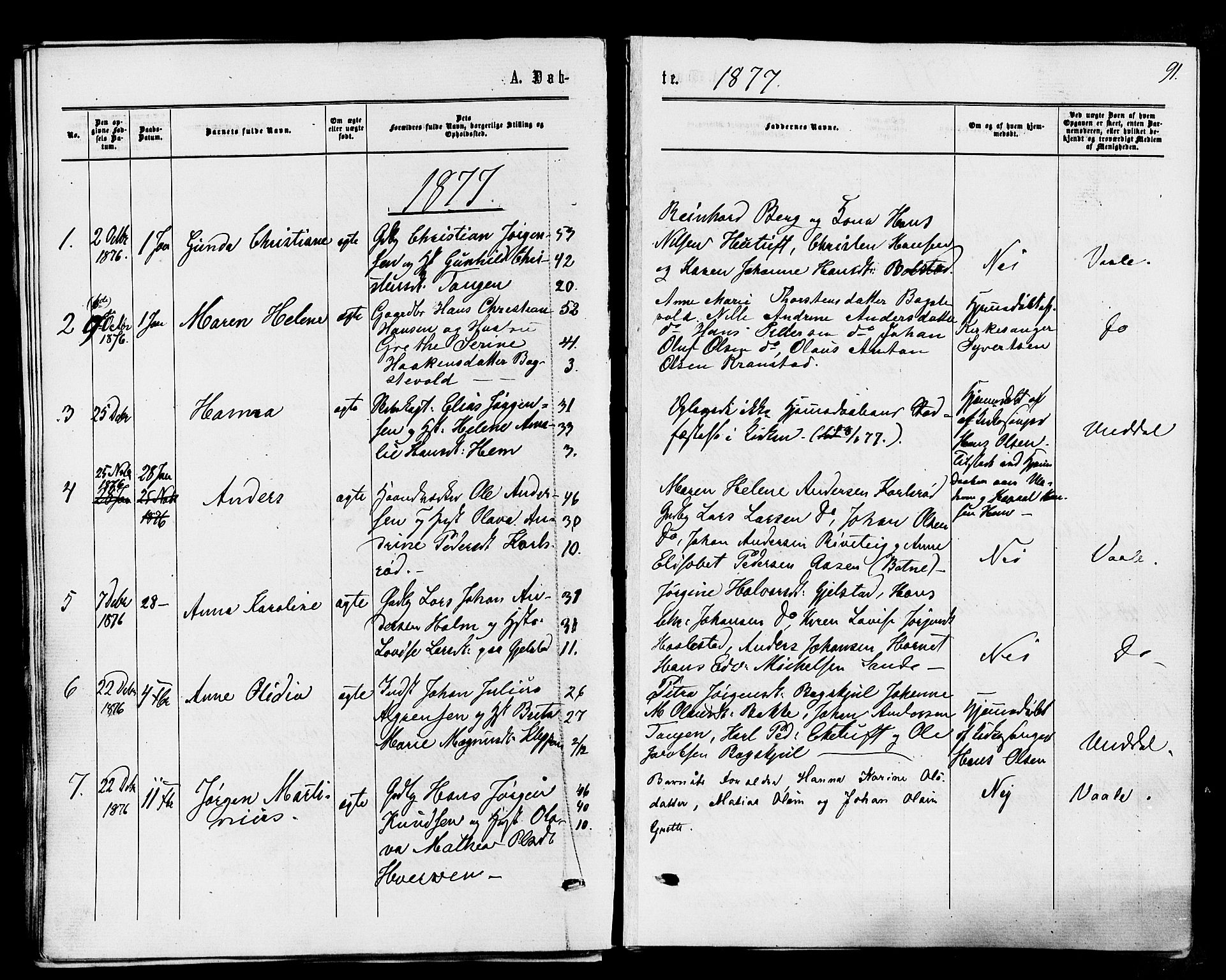 Våle kirkebøker, SAKO/A-334/F/Fa/L0010: Parish register (official) no. I 10, 1861-1877, p. 91