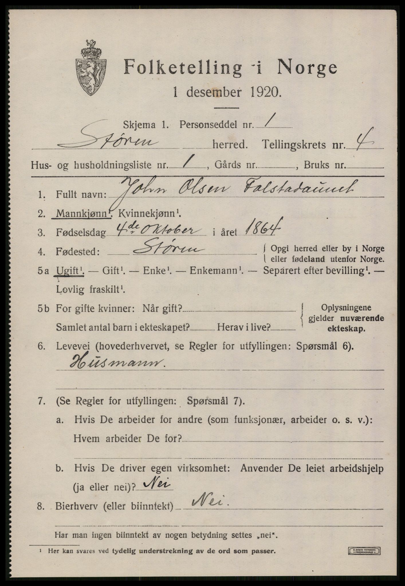 SAT, 1920 census for Støren, 1920, p. 2958