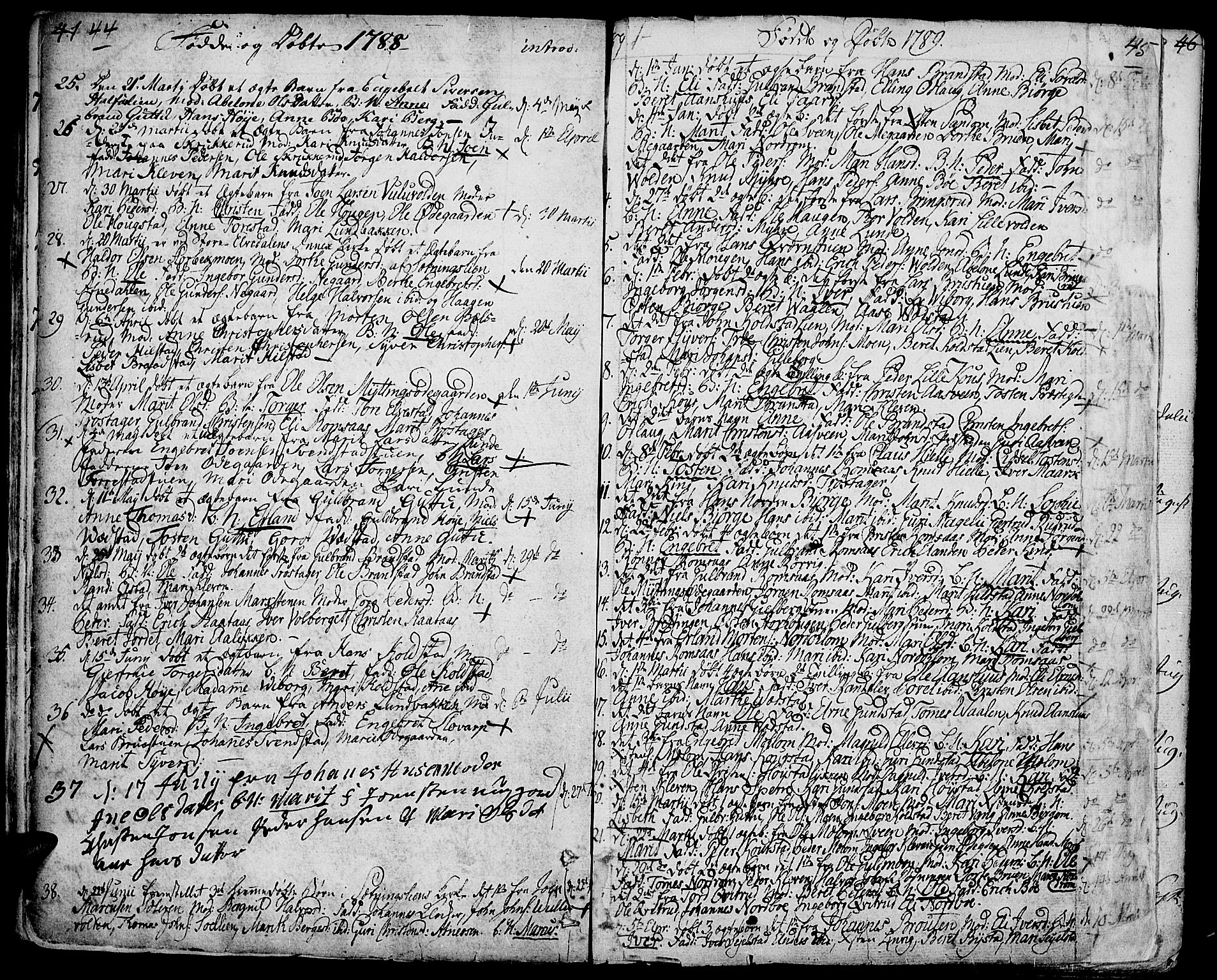 Ringebu prestekontor, AV/SAH-PREST-082/H/Ha/Haa/L0003: Parish register (official) no. 3, 1781-1820, p. 44-45