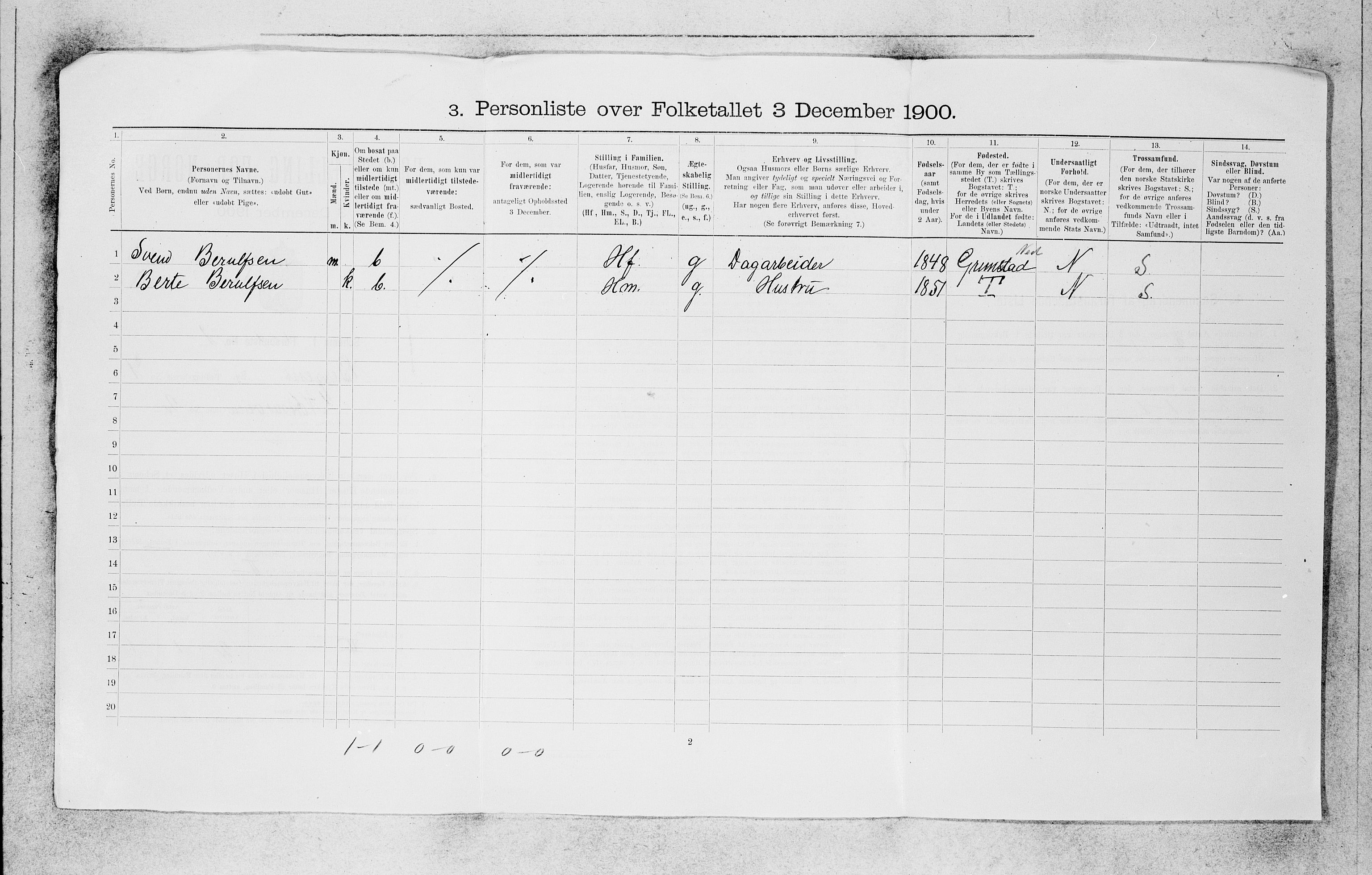 SAB, 1900 census for Bergen, 1900, p. 313