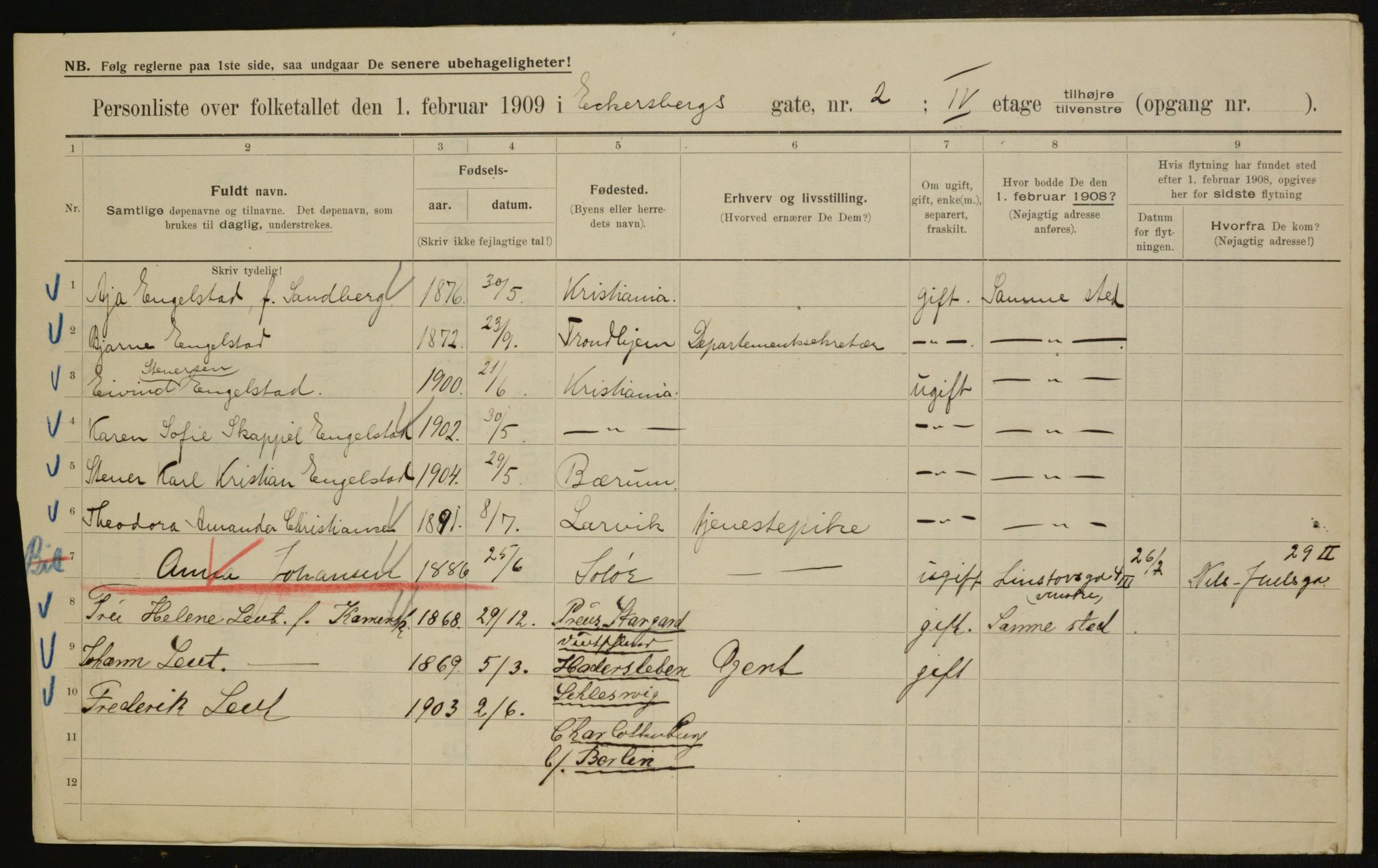 OBA, Municipal Census 1909 for Kristiania, 1909, p. 16603