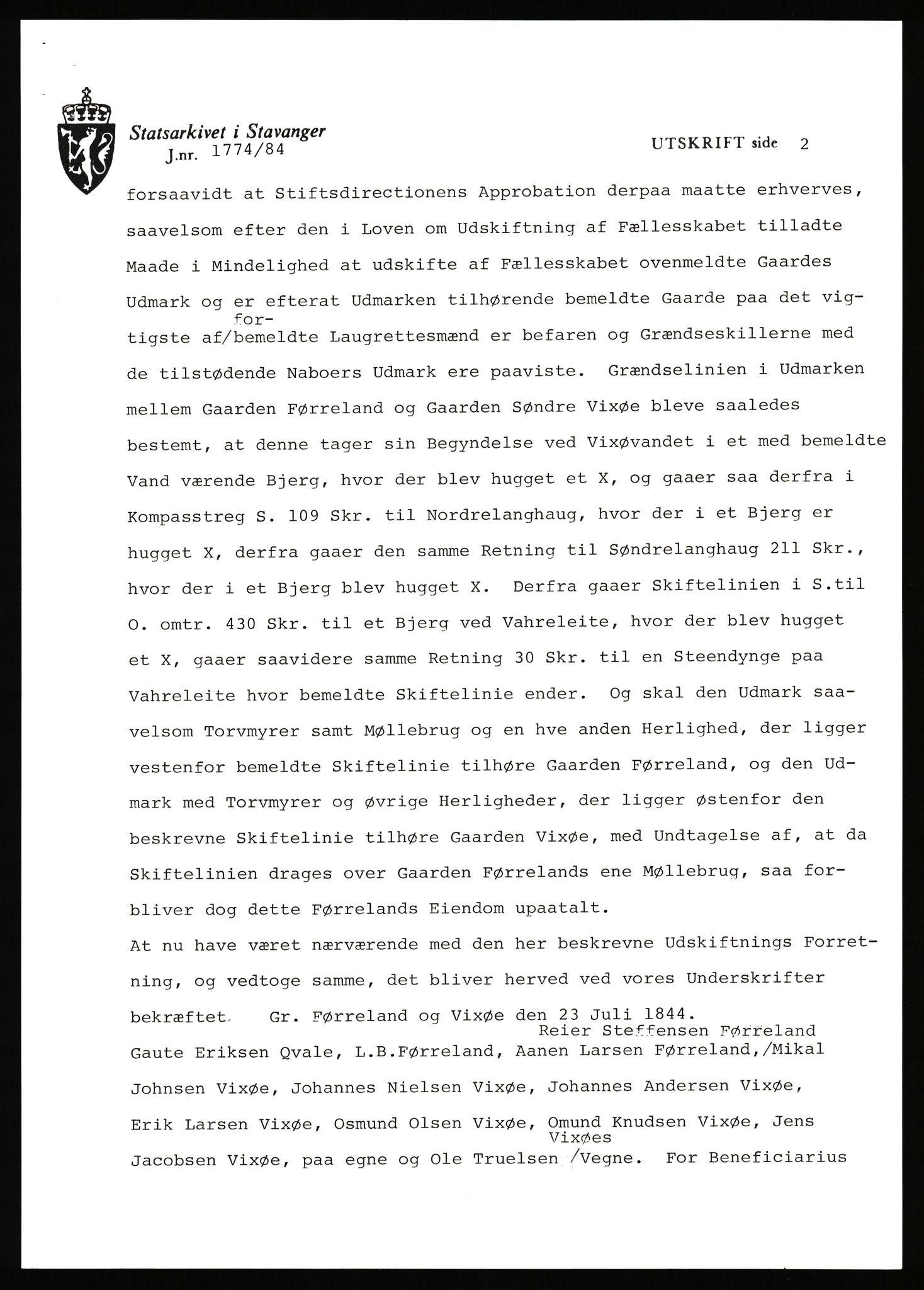 Statsarkivet i Stavanger, AV/SAST-A-101971/03/Y/Yj/L0024: Avskrifter sortert etter gårdsnavn: Fæøen - Garborg, 1750-1930, p. 227