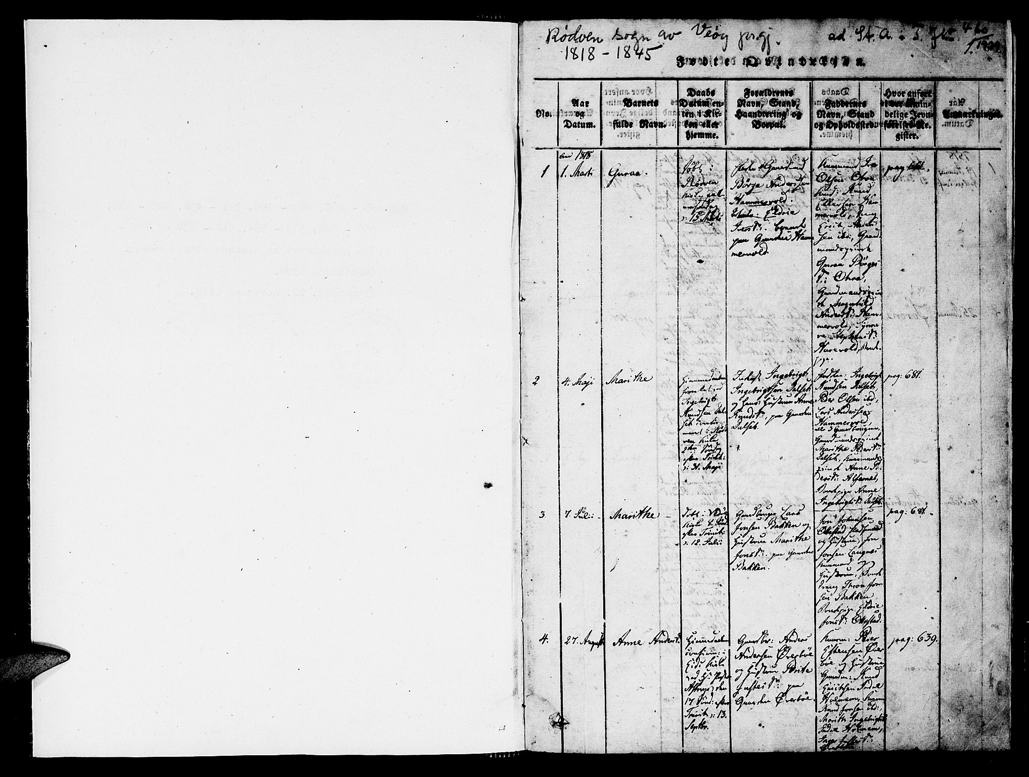 Ministerialprotokoller, klokkerbøker og fødselsregistre - Møre og Romsdal, SAT/A-1454/548/L0612: Parish register (official) no. 548A01, 1818-1846, p. 1