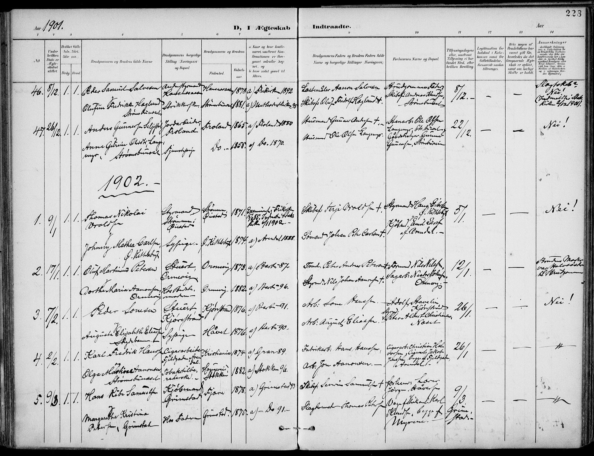 Barbu sokneprestkontor, AV/SAK-1111-0003/F/Fa/L0005: Parish register (official) no. A 5, 1899-1909, p. 228