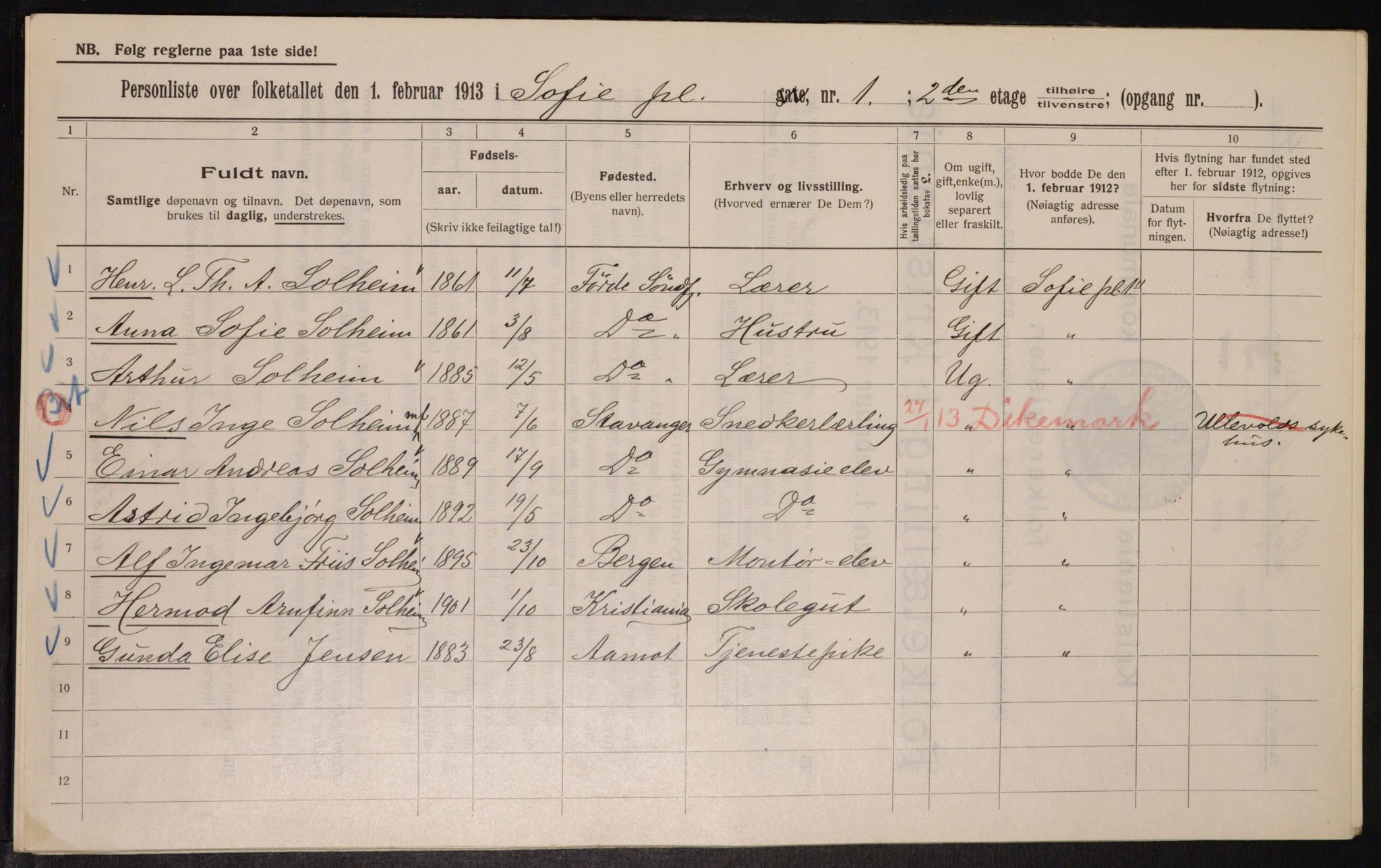 OBA, Municipal Census 1913 for Kristiania, 1913, p. 99371