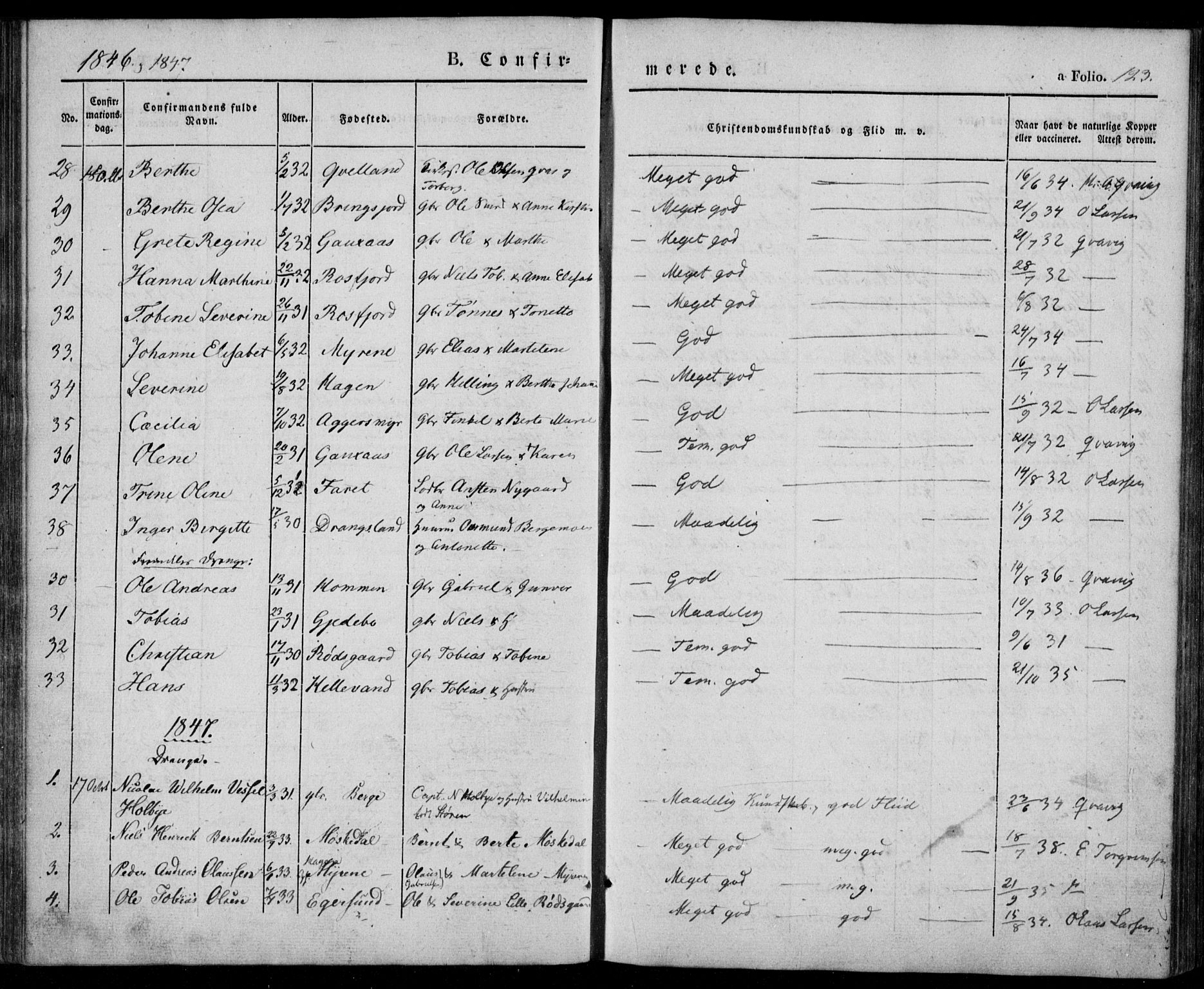 Lyngdal sokneprestkontor, AV/SAK-1111-0029/F/Fa/Fac/L0008: Parish register (official) no. A 8, 1837-1852, p. 123