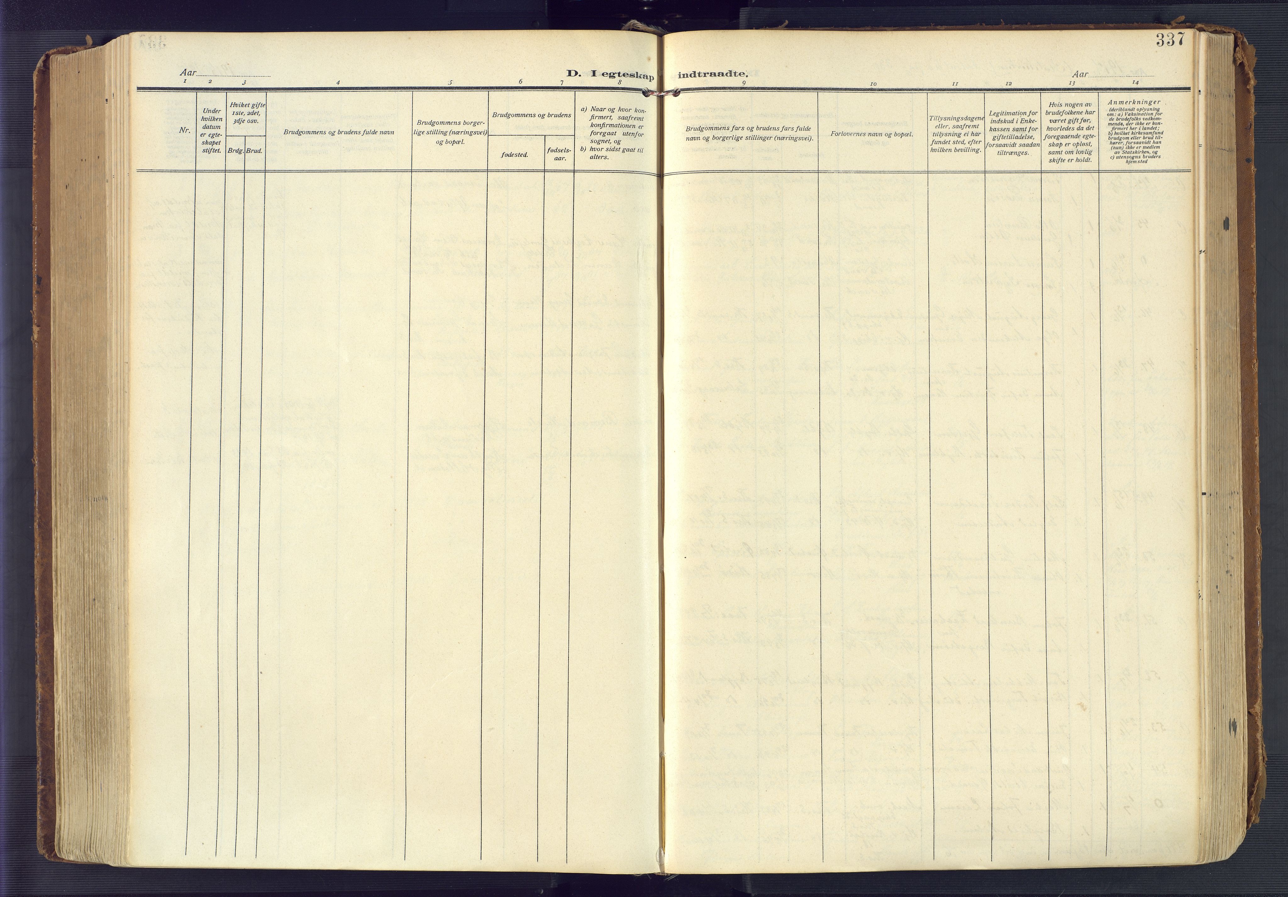 Kristiansand domprosti, SAK/1112-0006/F/Fa/L0023: Parish register (official) no. A 22, 1909-1917, p. 337