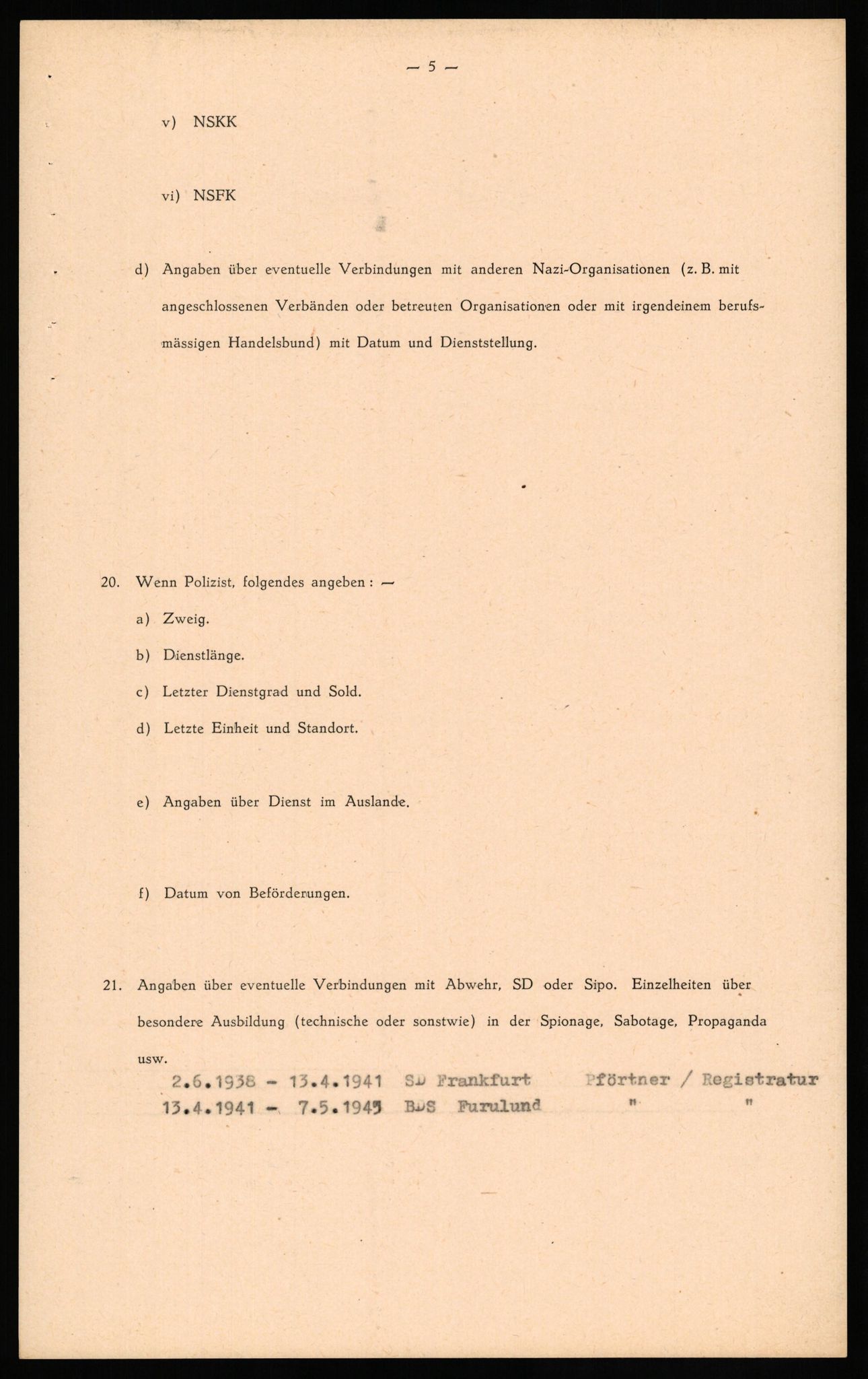 Forsvaret, Forsvarets overkommando II, AV/RA-RAFA-3915/D/Db/L0025: CI Questionaires. Tyske okkupasjonsstyrker i Norge. Tyskere., 1945-1946, p. 290