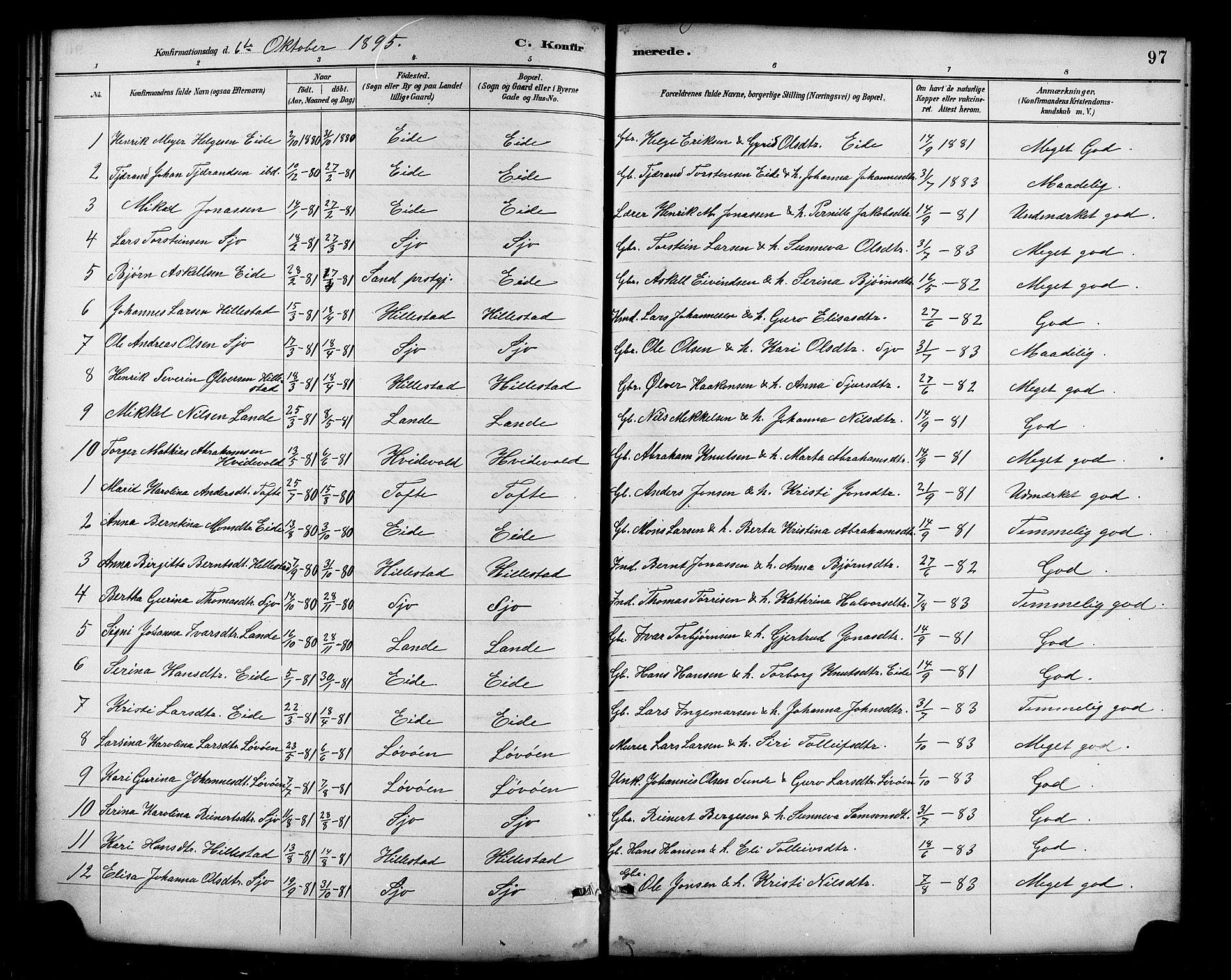 Fjelberg sokneprestembete, AV/SAB-A-75201/H/Hab: Parish register (copy) no. B 4, 1889-1919, p. 97