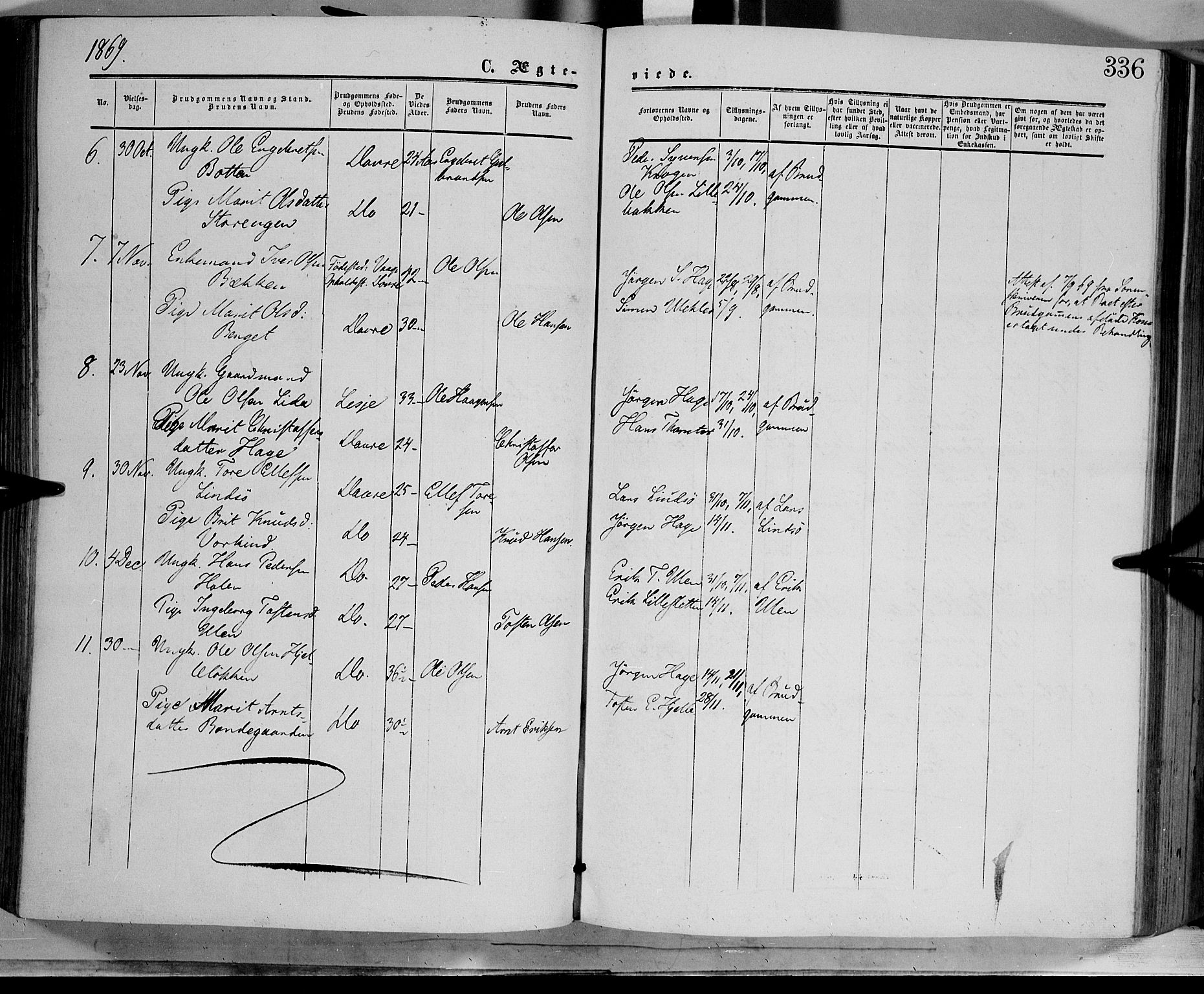 Dovre prestekontor, AV/SAH-PREST-066/H/Ha/Haa/L0001: Parish register (official) no. 1, 1854-1878, p. 336