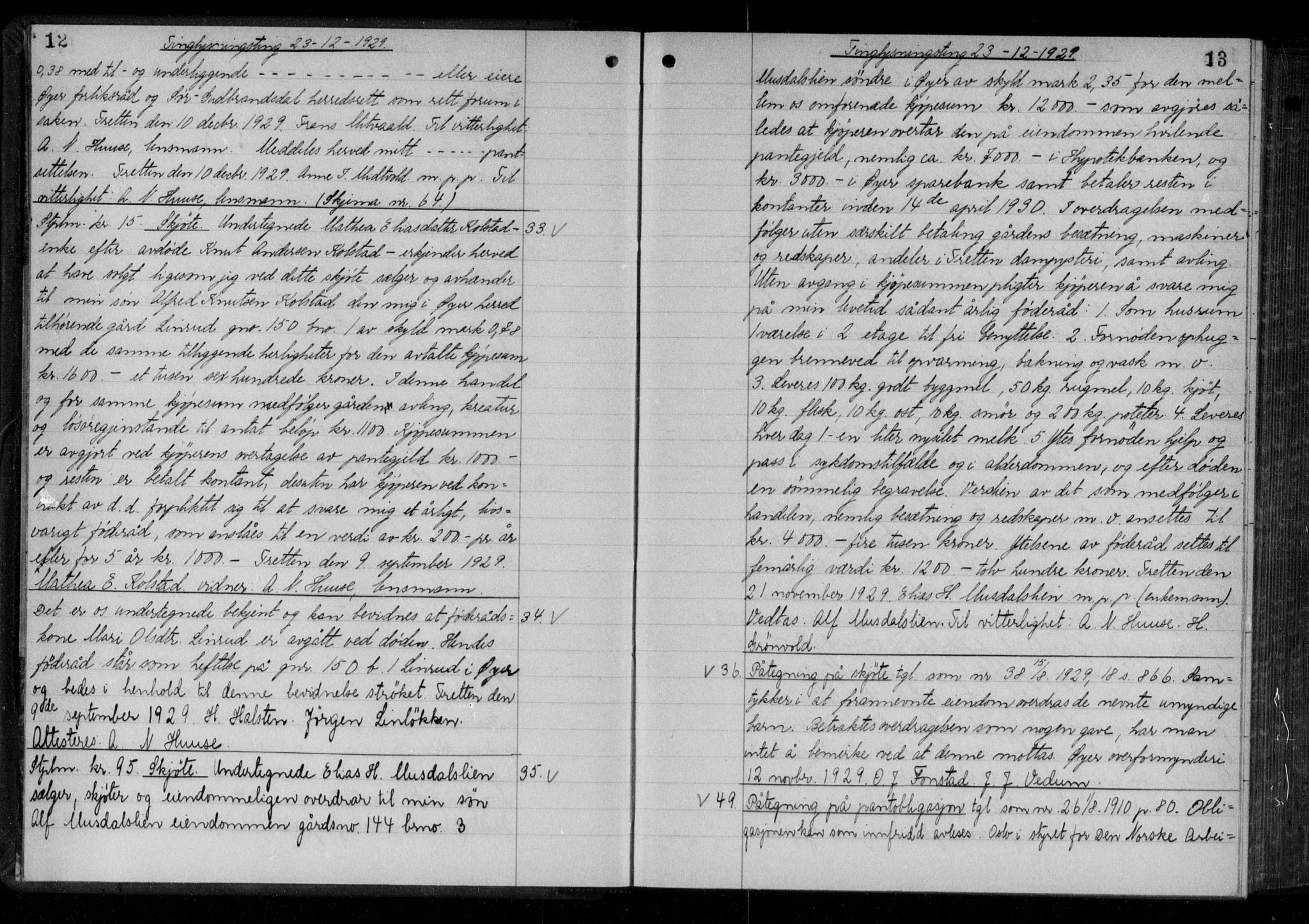 Sør-Gudbrandsdal tingrett, AV/SAH-TING-004/H/Hb/Hbb/L0020: Mortgage book no. II 20, 1929-1932, p. 12-13