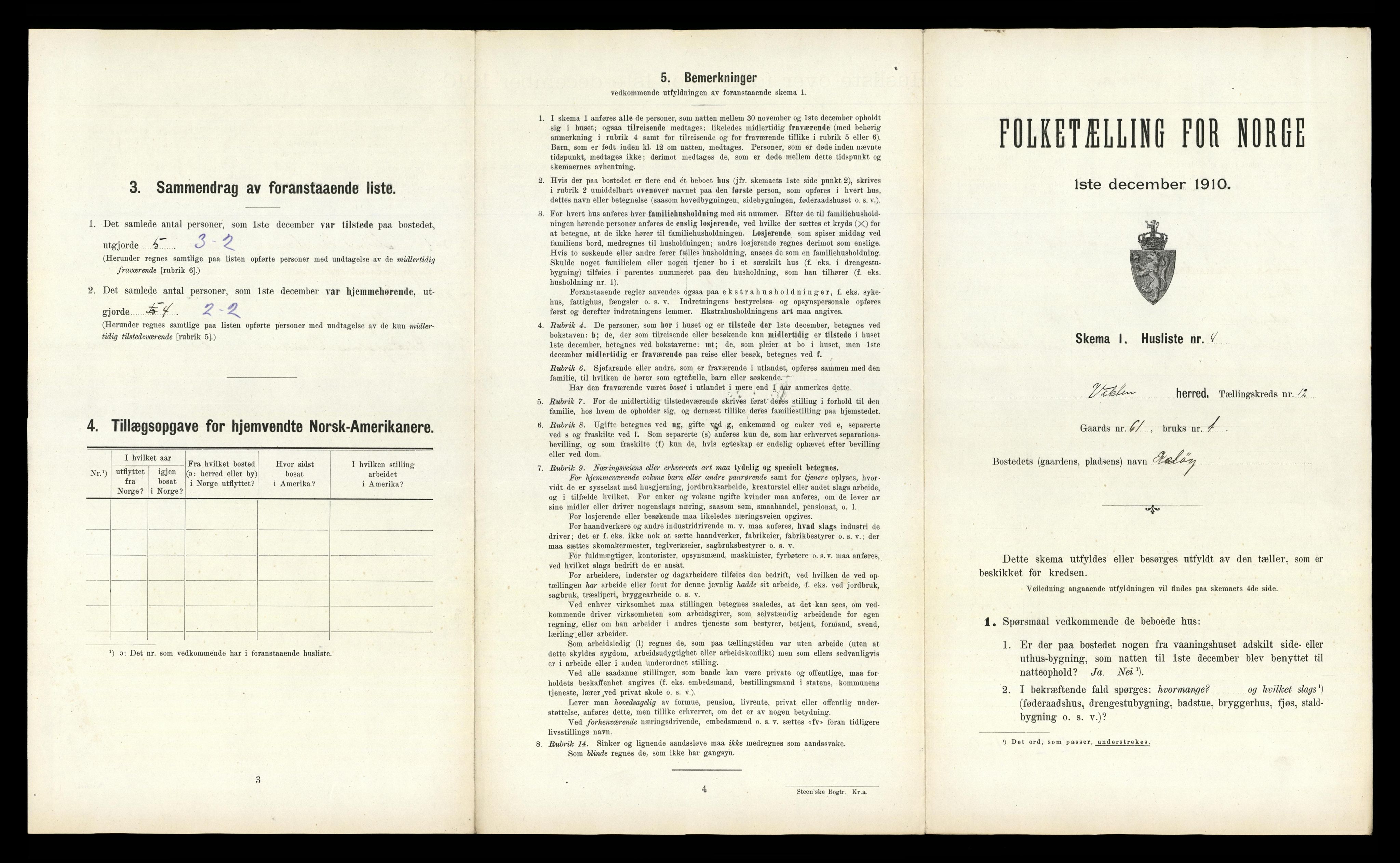 RA, 1910 census for Vikna, 1910, p. 1015