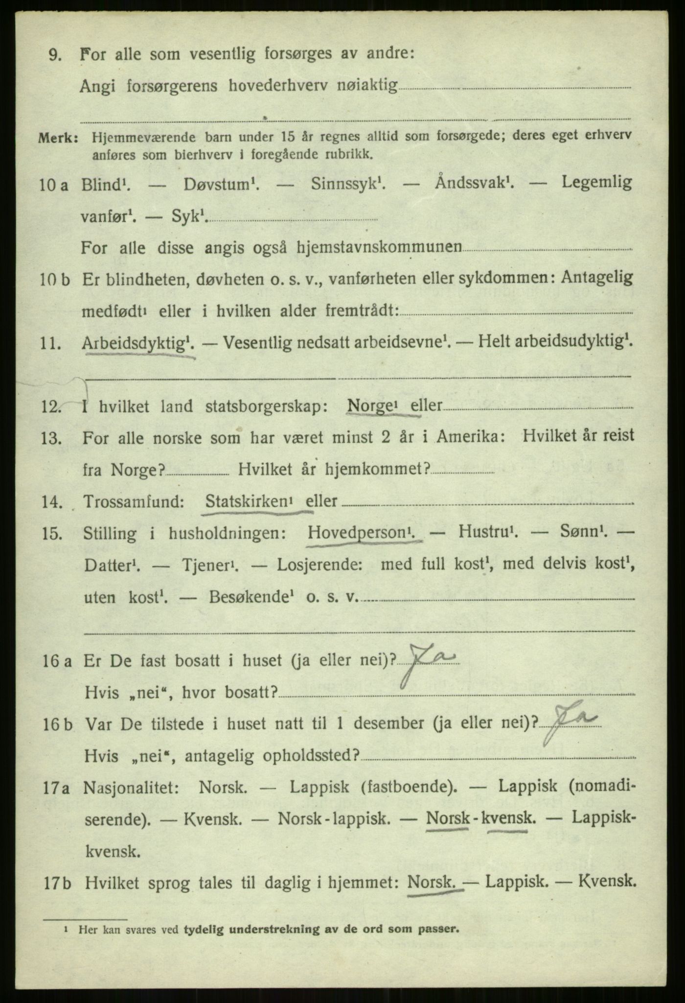 SATØ, 1920 census for Balsfjord, 1920, p. 3217