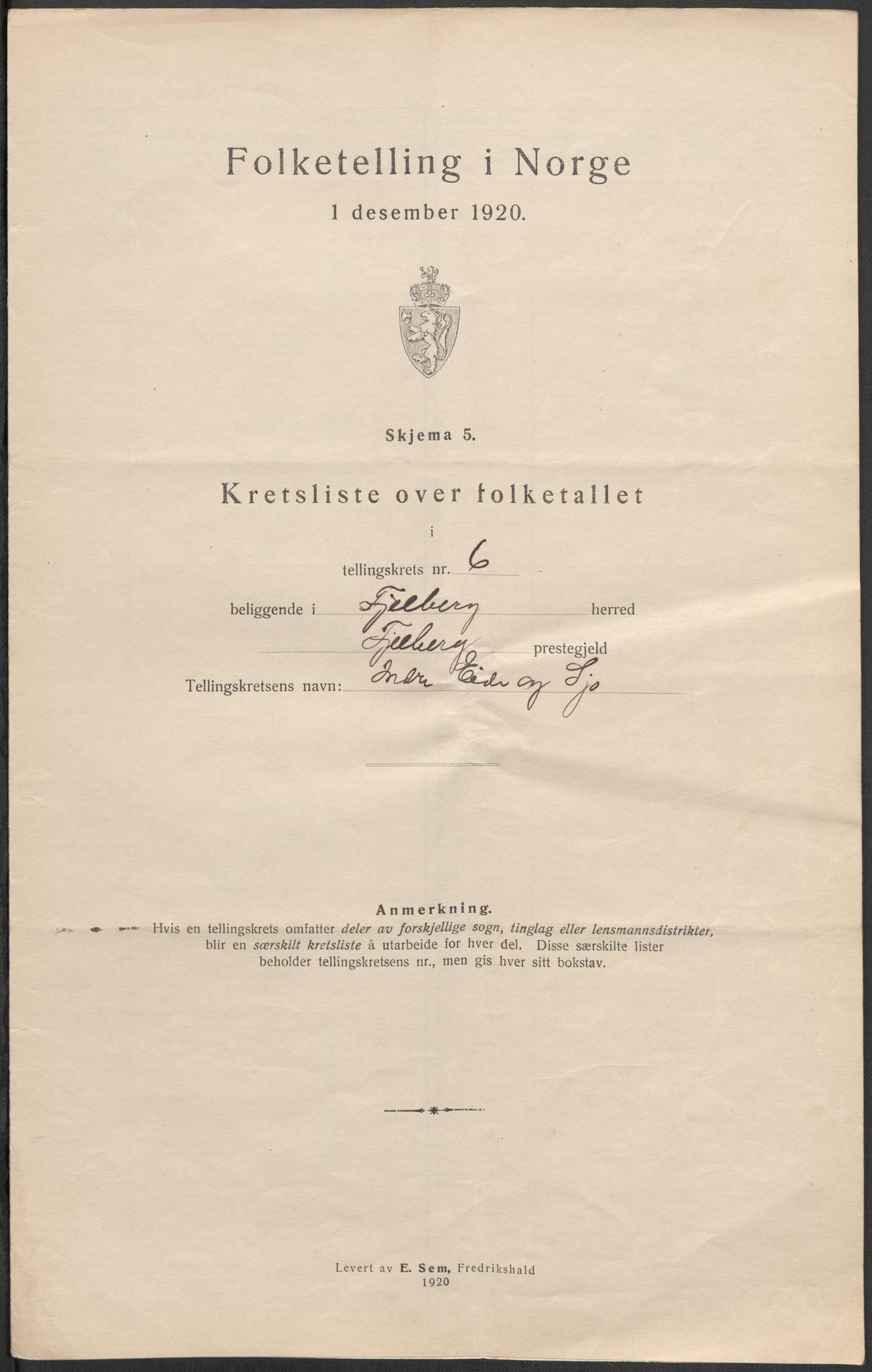 SAB, 1920 census for Fjelberg, 1920, p. 19